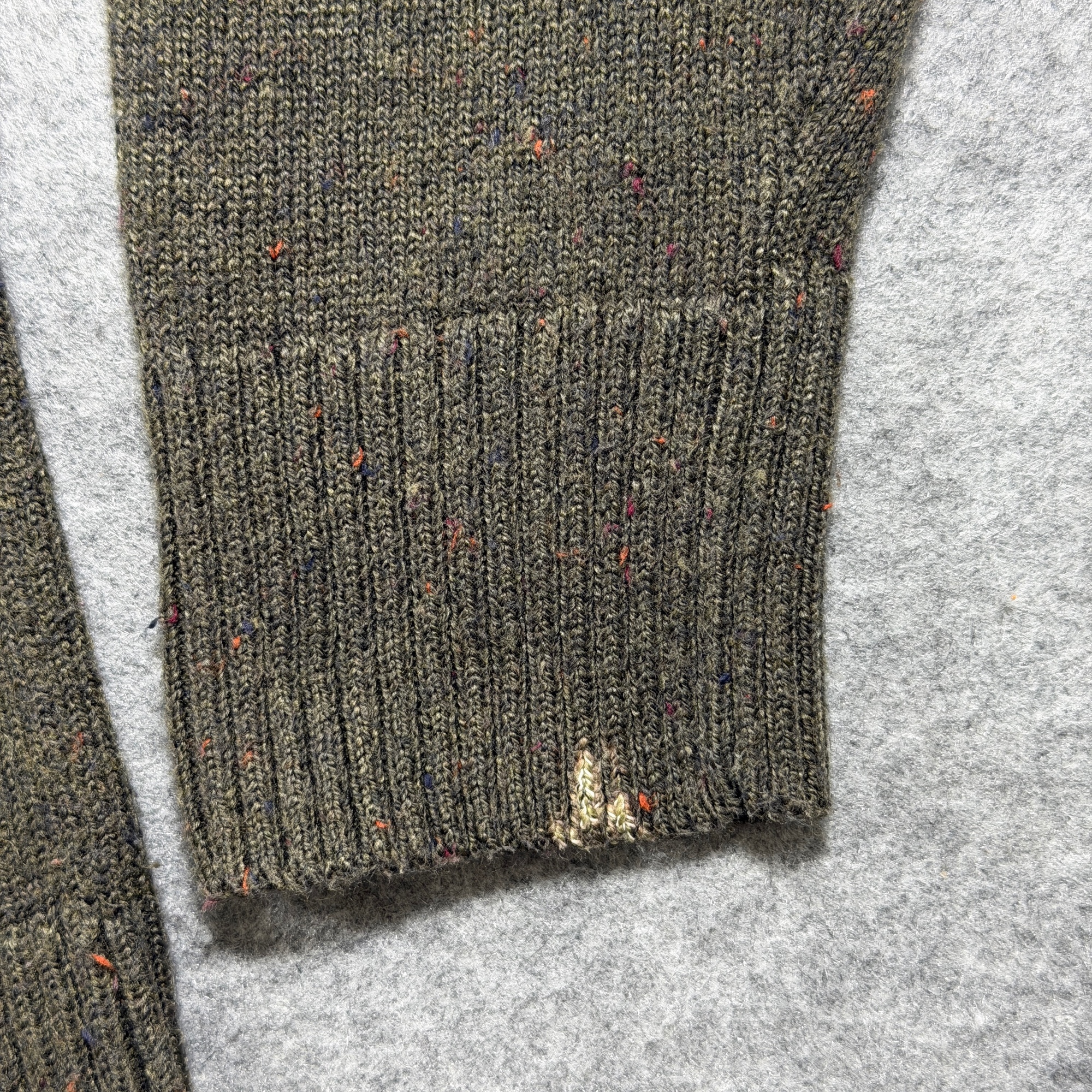 Talbots Fair Isle Sweater Womens M Olive Green Crew Neck Ribbed Cotton Blend thumbnail 3