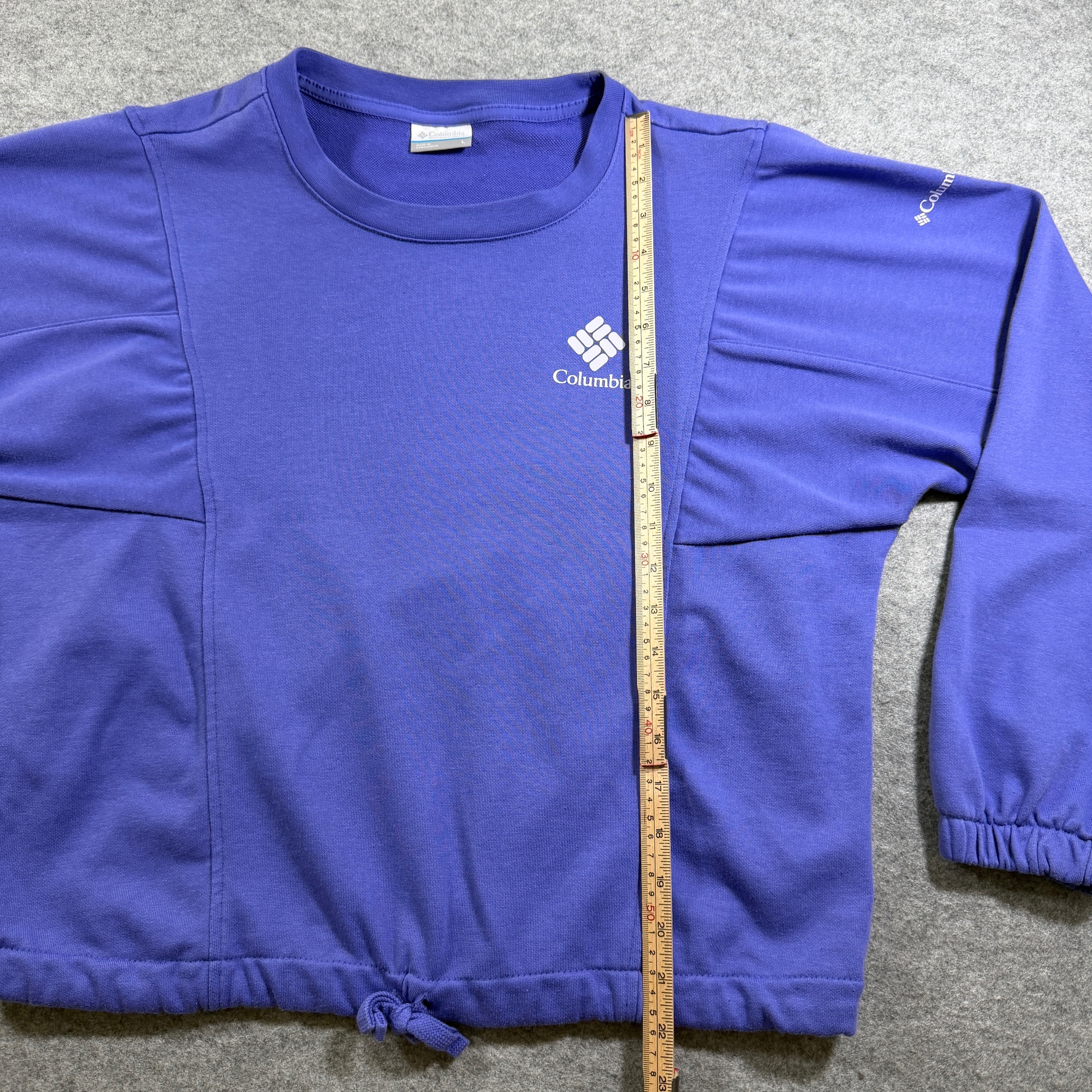 Columbia Sweatshirt Womens L Purple Boxy Drop Shoulder Drawstring Hem Cotton thumbnail 7