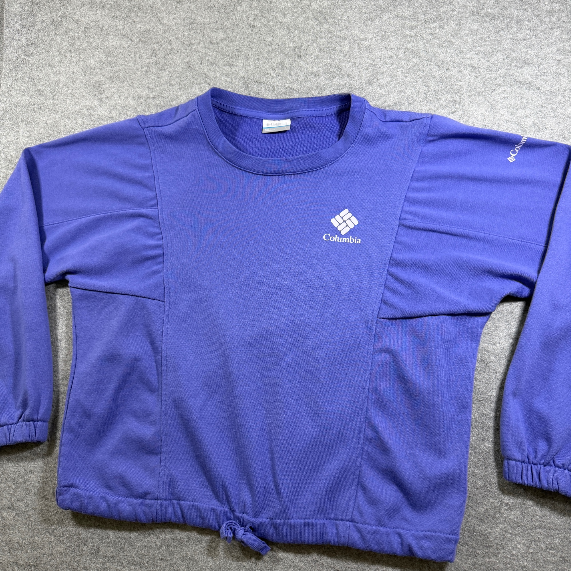 Columbia Sweatshirt Womens L Purple Boxy Drop Shoulder Drawstring Hem Cotton thumbnail 9