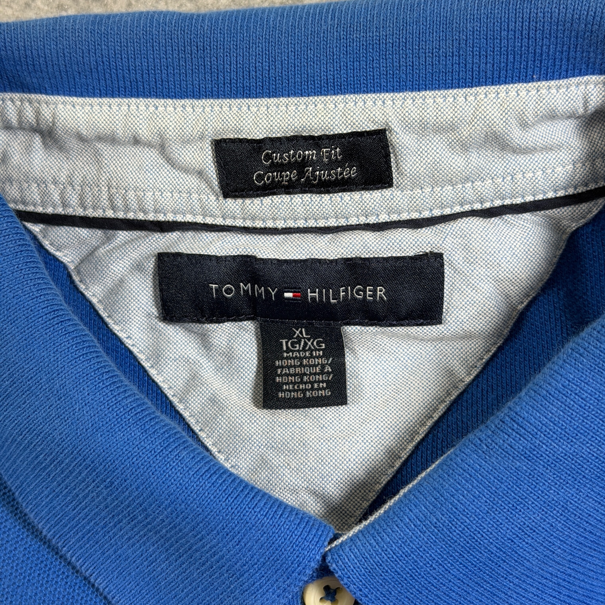 Tommy Hilfiger Polo Shirt Mens XL Blue Custom Fit Pique Cotton Flag Logo thumbnail 4