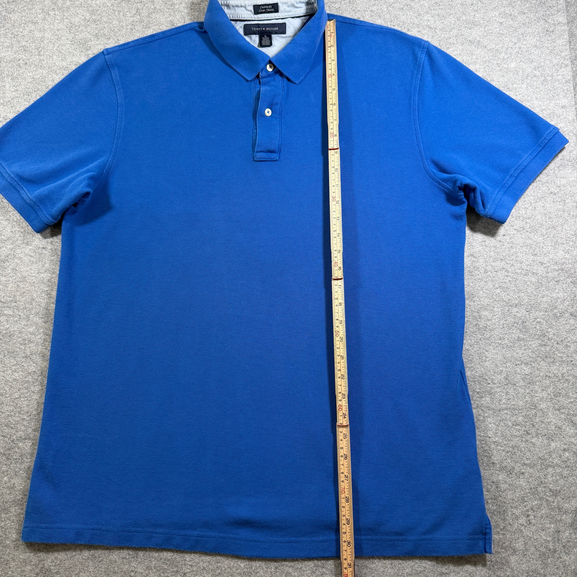 Tommy Hilfiger Polo Shirt Mens XL Blue Custom Fit Pique Cotton Flag Logo thumbnail 6