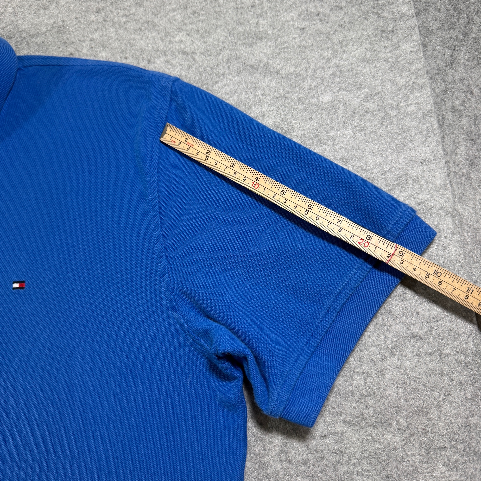 Tommy Hilfiger Polo Shirt Mens XL Blue Custom Fit Pique Cotton Flag Logo thumbnail 7