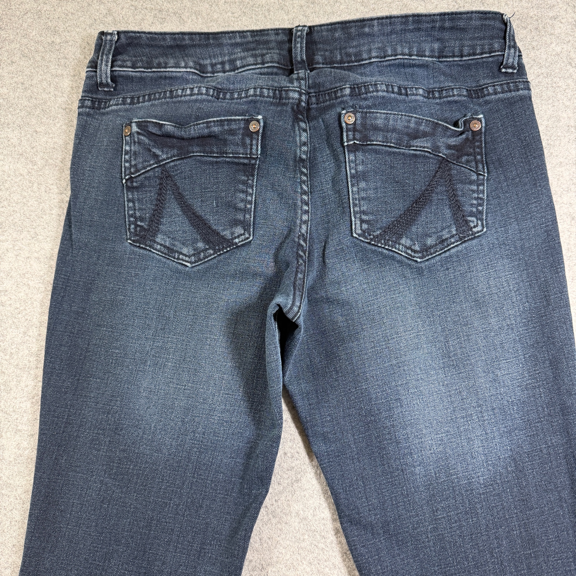 Delias Vintage Y2K Bootcut Jeans Womens 11/12S Dark Blue Denim Low Rise Faded thumbnail 4