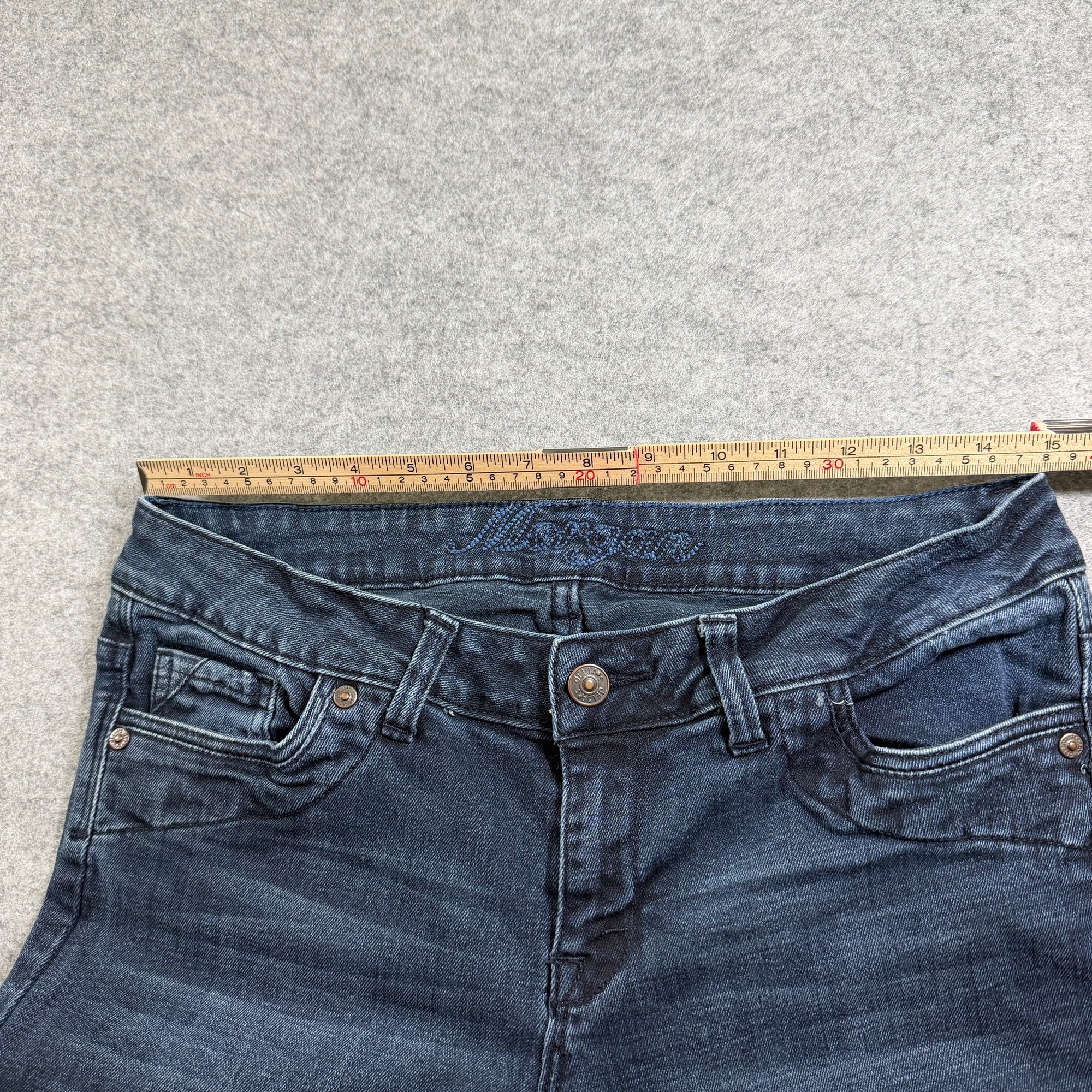 Delias Vintage Y2K Bootcut Jeans Womens 11/12S Dark Blue Denim Low Rise Faded thumbnail 5