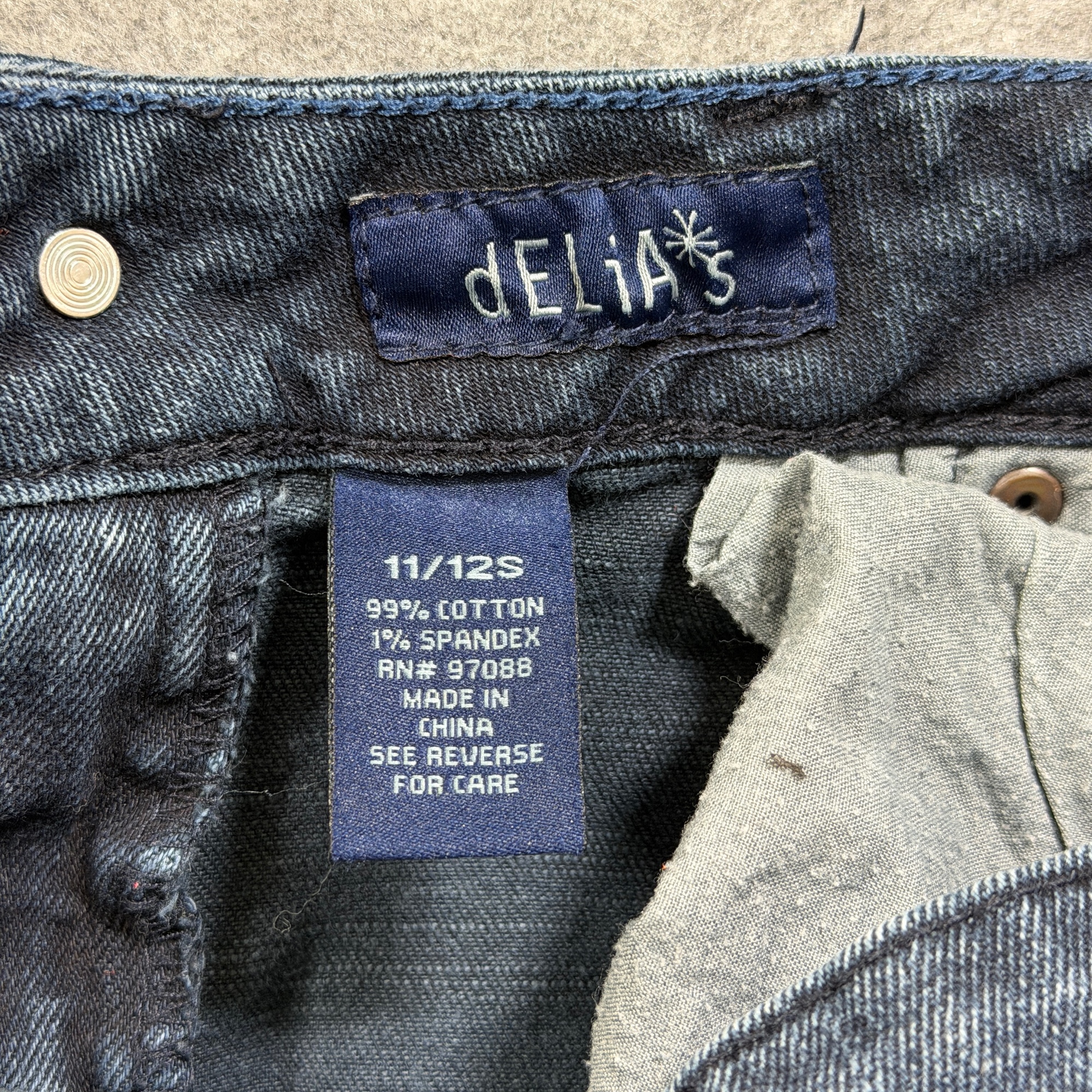 Delias Vintage Y2K Bootcut Jeans Womens 11/12S Dark Blue Denim Low Rise Faded thumbnail 7