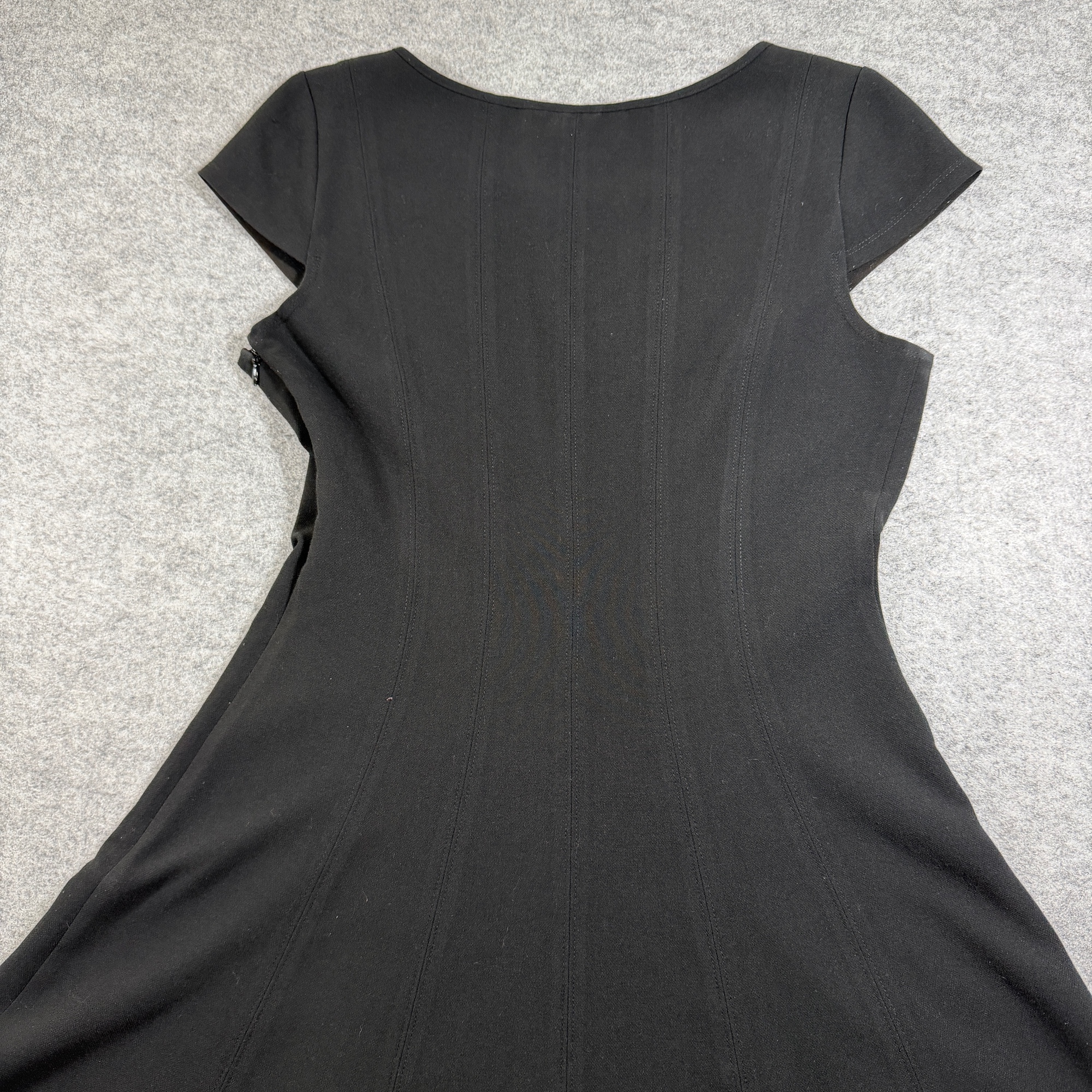 LOFT Dress Womens 2 Black Fit And Flare Cap Sleeve A-Line Seamed Paneling thumbnail 4
