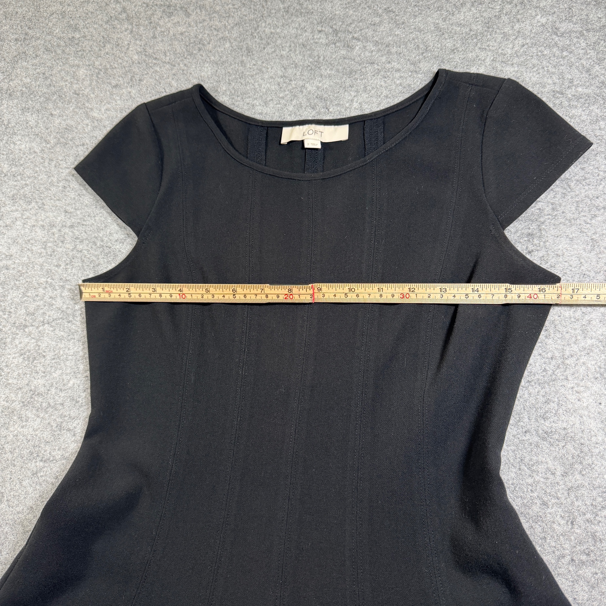 LOFT Dress Womens 2 Black Fit And Flare Cap Sleeve A-Line Seamed Paneling thumbnail 6