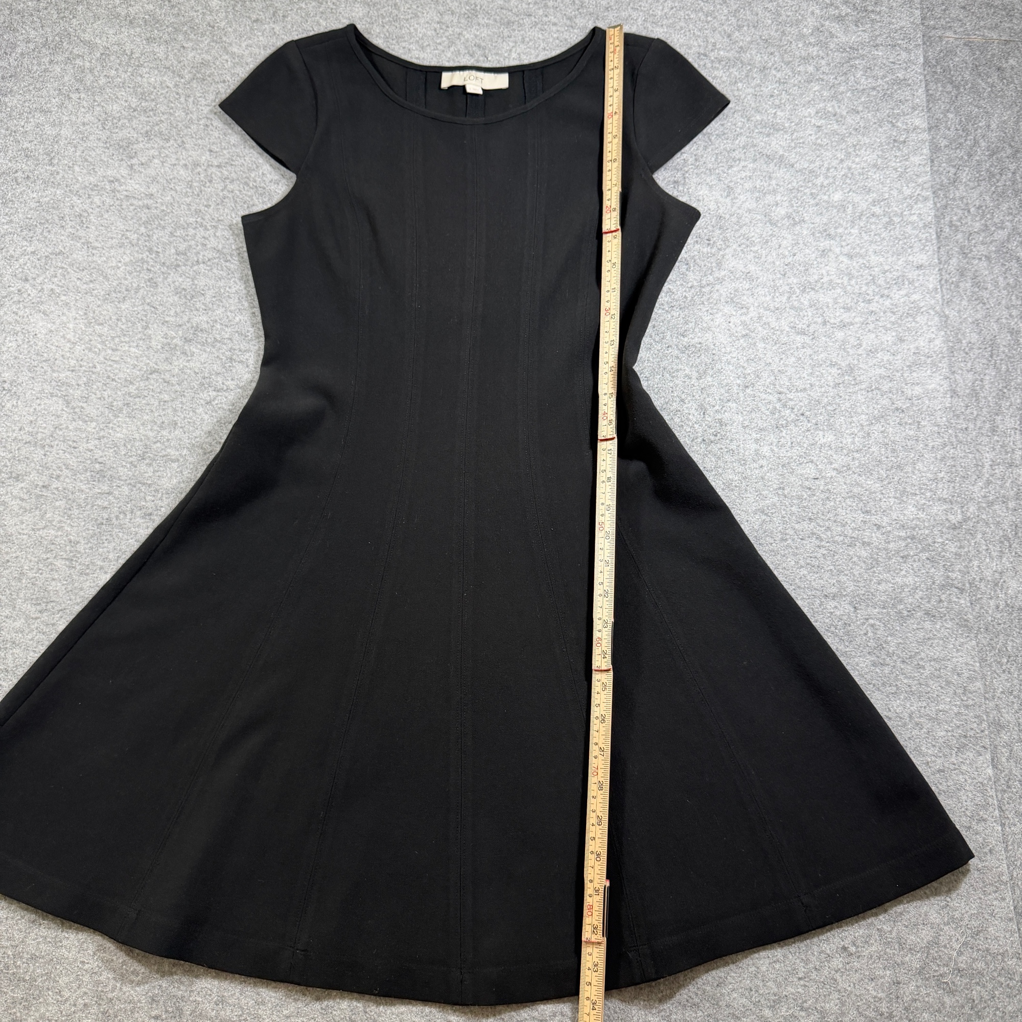 LOFT Dress Womens 2 Black Fit And Flare Cap Sleeve A-Line Seamed Paneling thumbnail 7