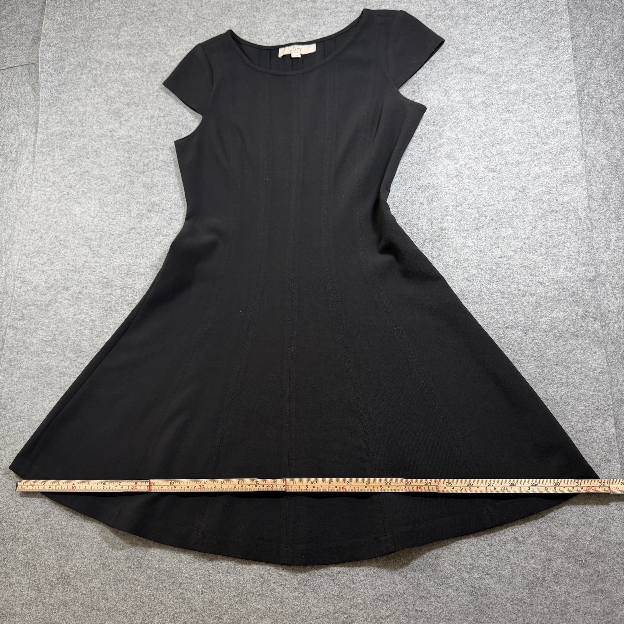 LOFT Dress Womens 2 Black Fit And Flare Cap Sleeve A-Line Seamed Paneling thumbnail 8