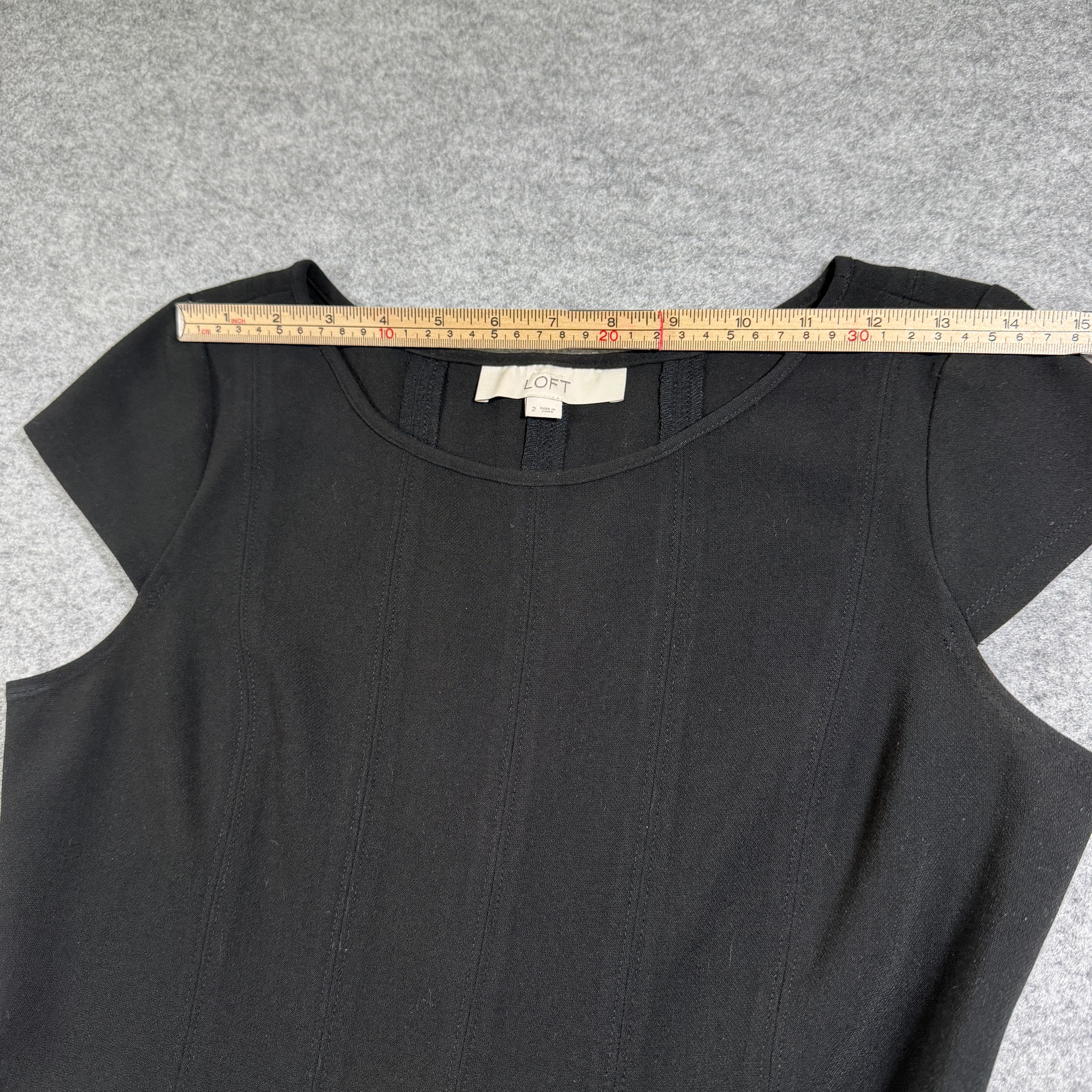 LOFT Dress Womens 2 Black Fit And Flare Cap Sleeve A-Line Seamed Paneling thumbnail 9