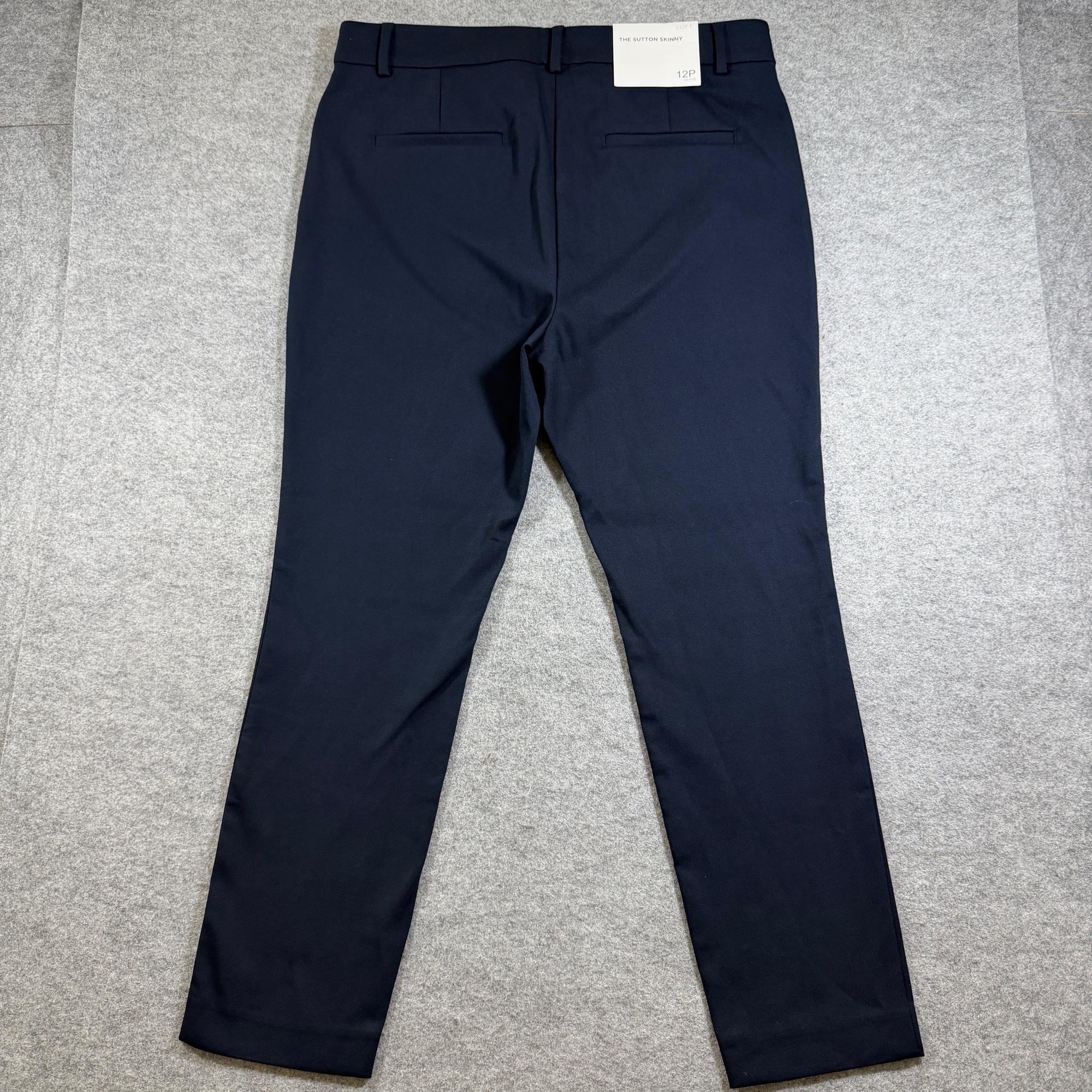 LOFT Sutton Skinny Pants Womens 12P Navy NWT Stretch Cotton Business Trousers thumbnail 2