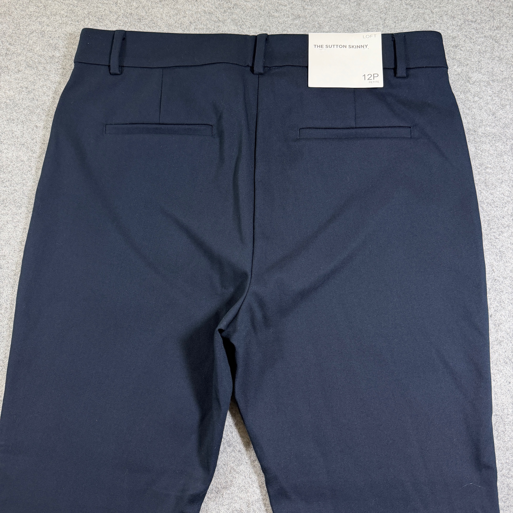 LOFT Sutton Skinny Pants Womens 12P Navy NWT Stretch Cotton Business Trousers thumbnail 4
