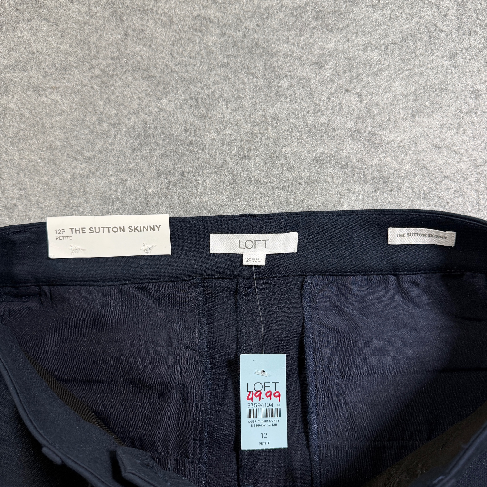 LOFT Sutton Skinny Pants Womens 12P Navy NWT Stretch Cotton Business Trousers thumbnail 5