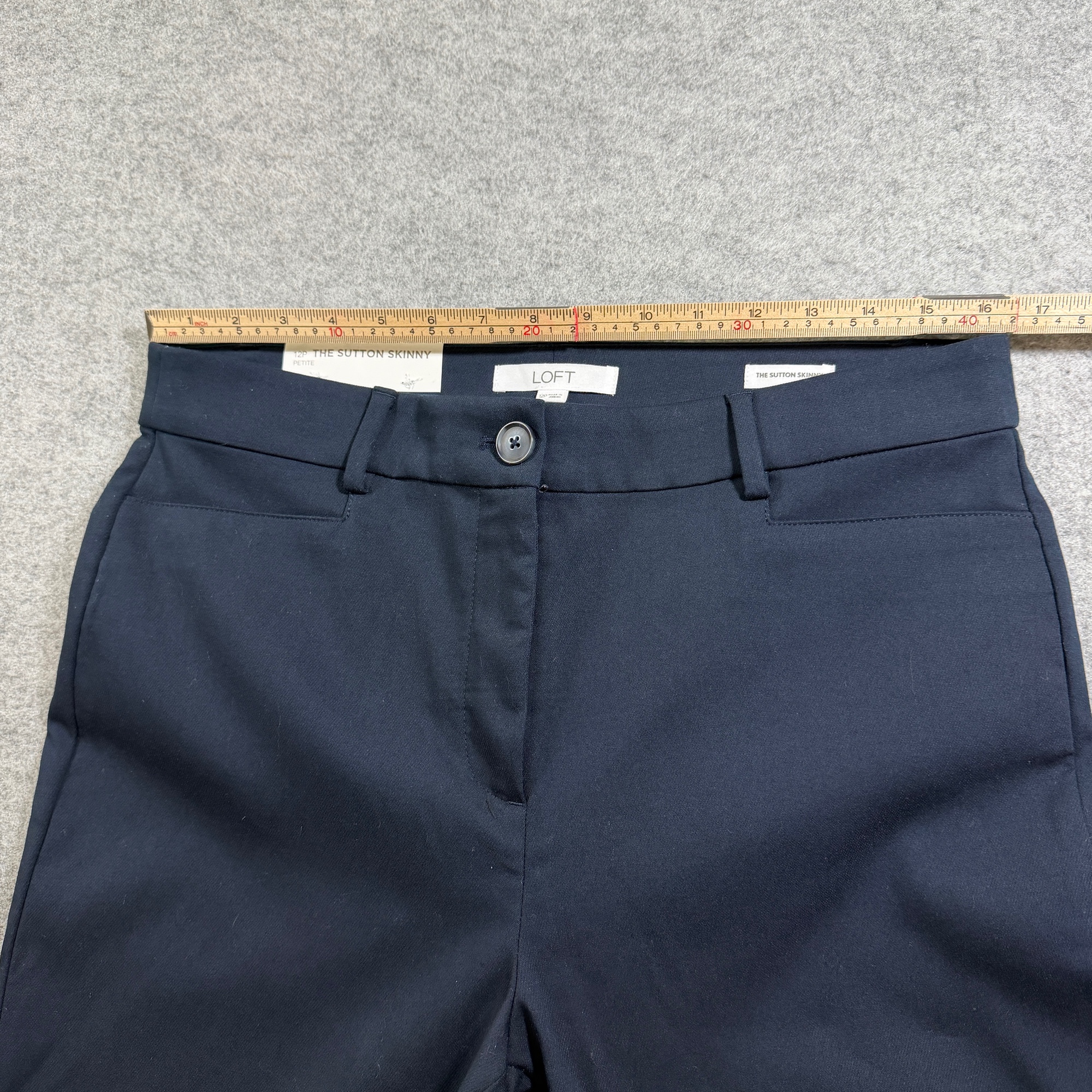 LOFT Sutton Skinny Pants Womens 12P Navy NWT Stretch Cotton Business Trousers thumbnail 6