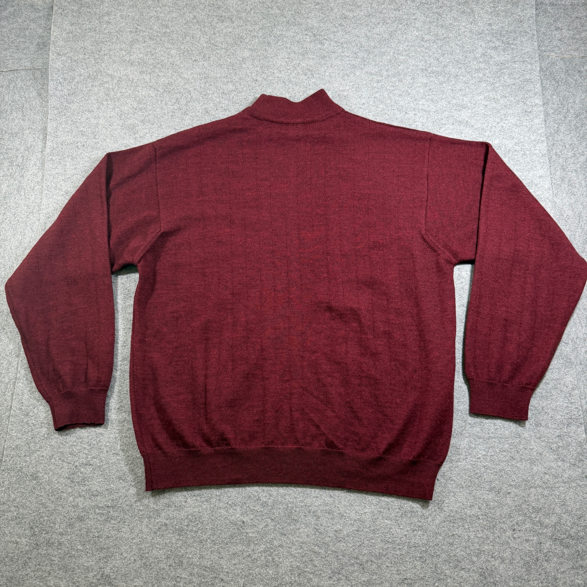 Covington Merino Wool Sweater Mens L Burgundy Mock Neck Ribbed Knit Made Italy thumbnail 2