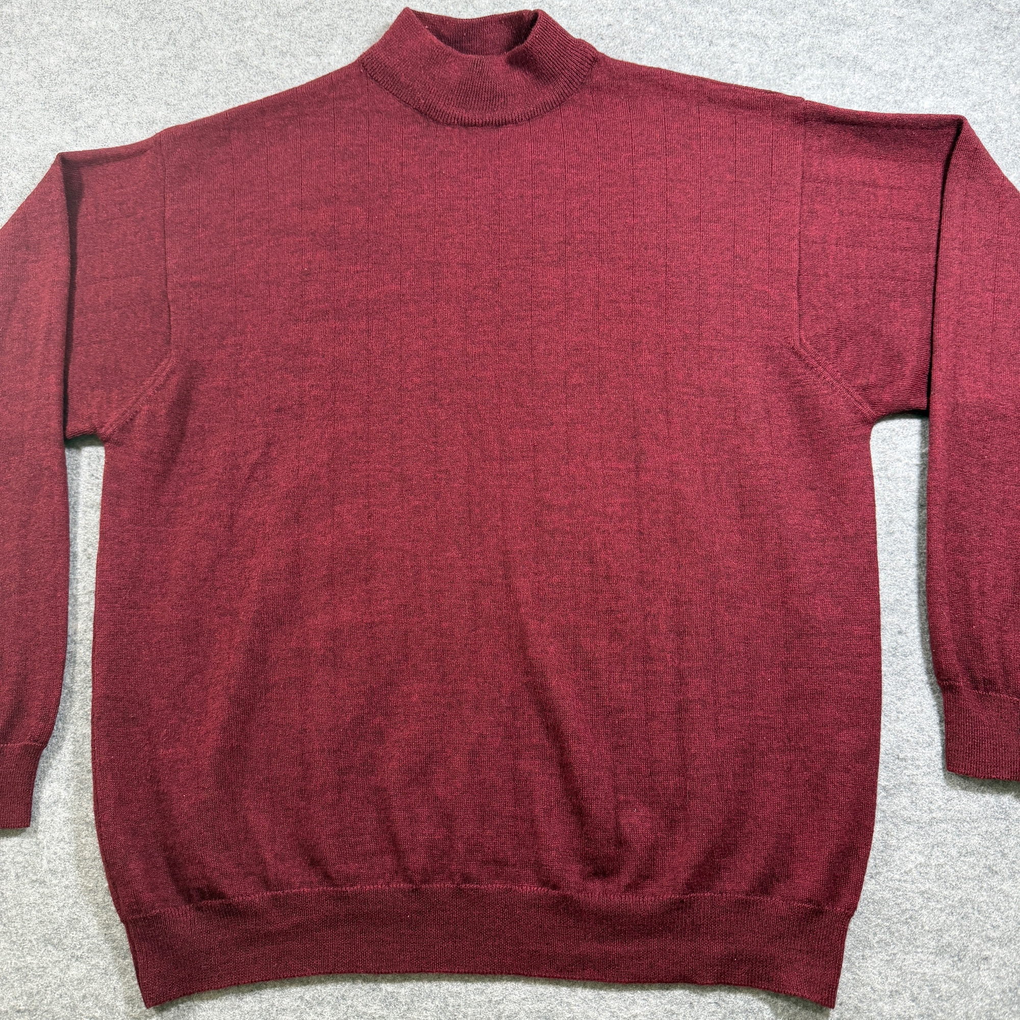 Covington Merino Wool Sweater Mens L Burgundy Mock Neck Ribbed Knit Made Italy thumbnail 3
