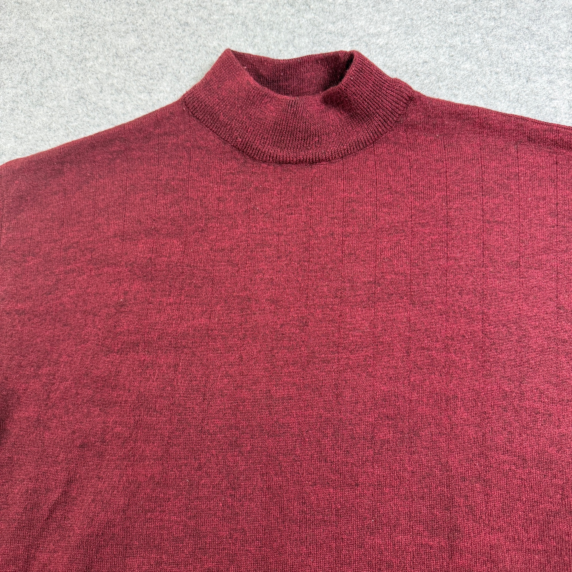 Covington Merino Wool Sweater Mens L Burgundy Mock Neck Ribbed Knit Made Italy thumbnail 4