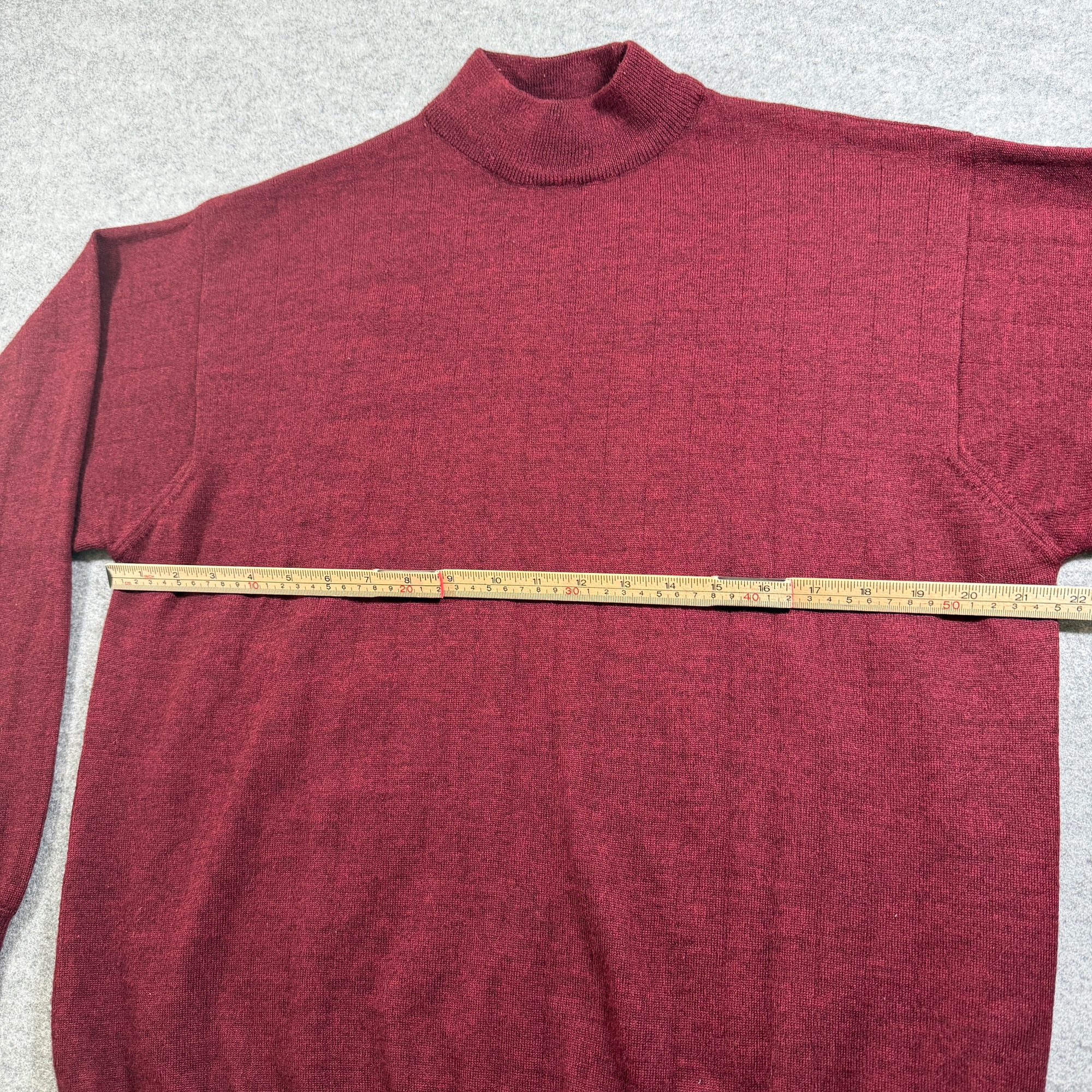 Covington Merino Wool Sweater Mens L Burgundy Mock Neck Ribbed Knit Made Italy thumbnail 6