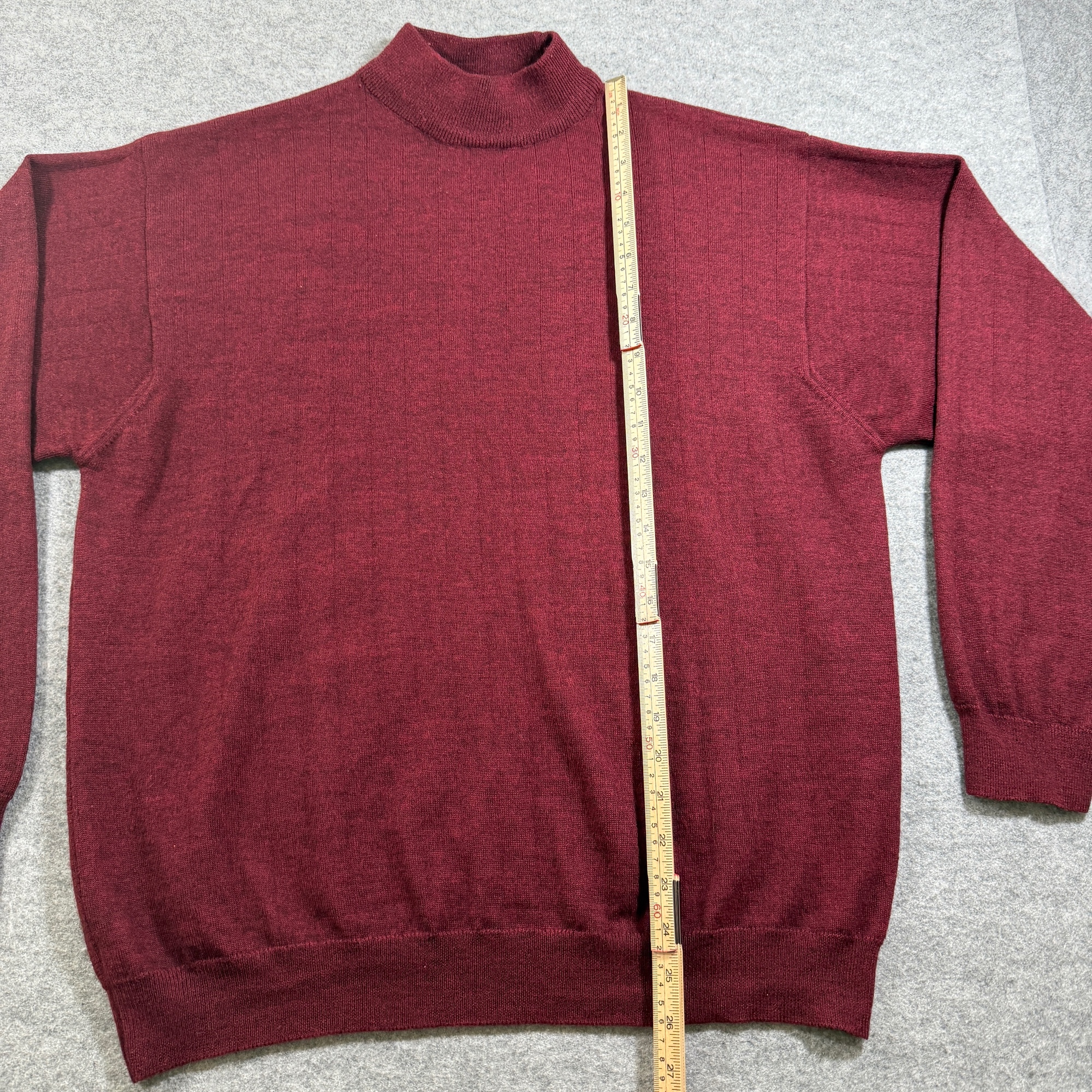 Covington Merino Wool Sweater Mens L Burgundy Mock Neck Ribbed Knit Made Italy thumbnail 7