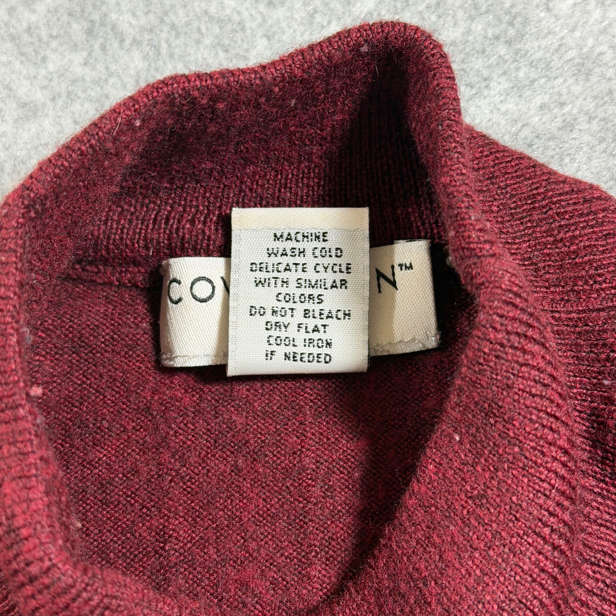 Covington Merino Wool Sweater Mens L Burgundy Mock Neck Ribbed Knit Made Italy thumbnail 9