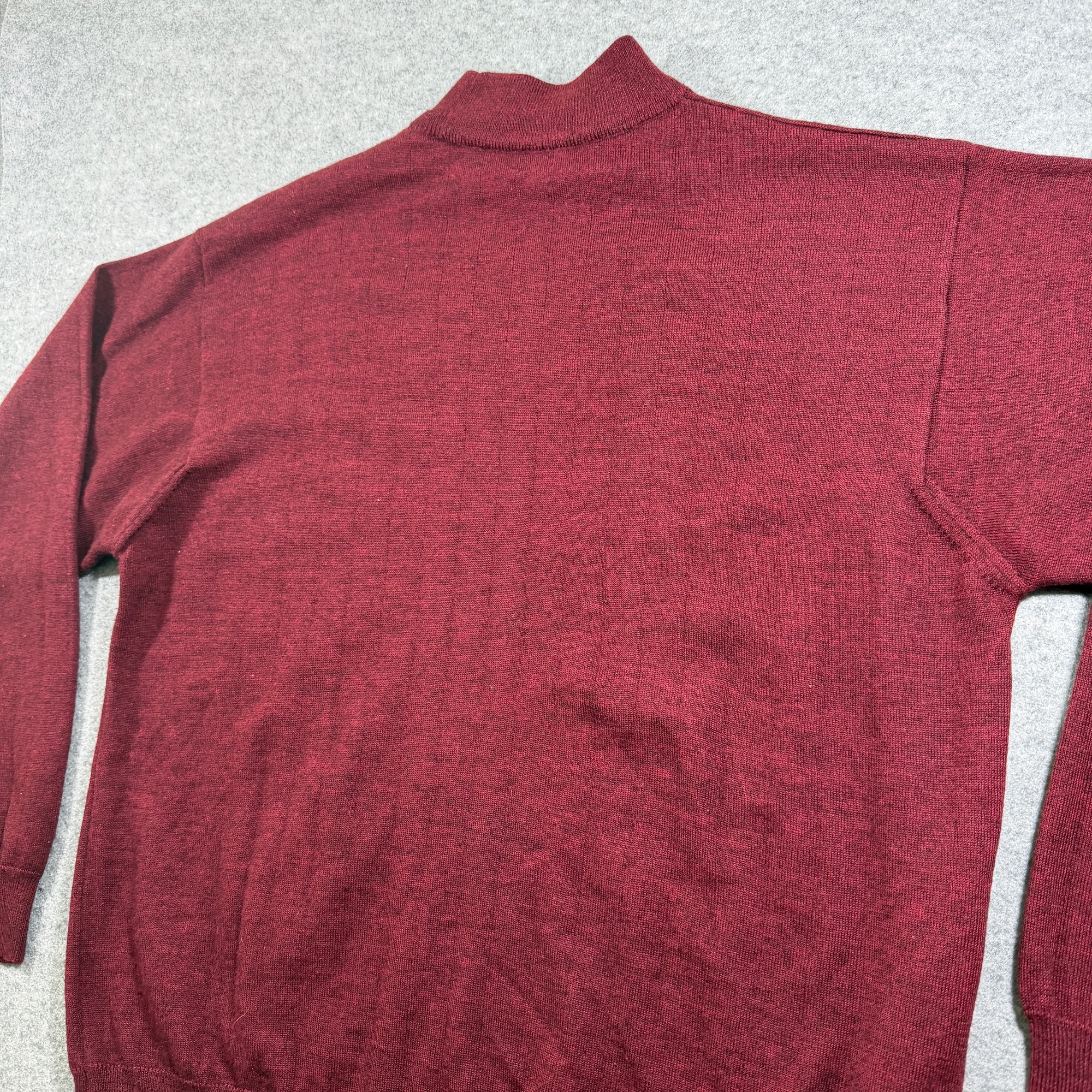 Covington Merino Wool Sweater Mens L Burgundy Mock Neck Ribbed Knit Made Italy thumbnail 10