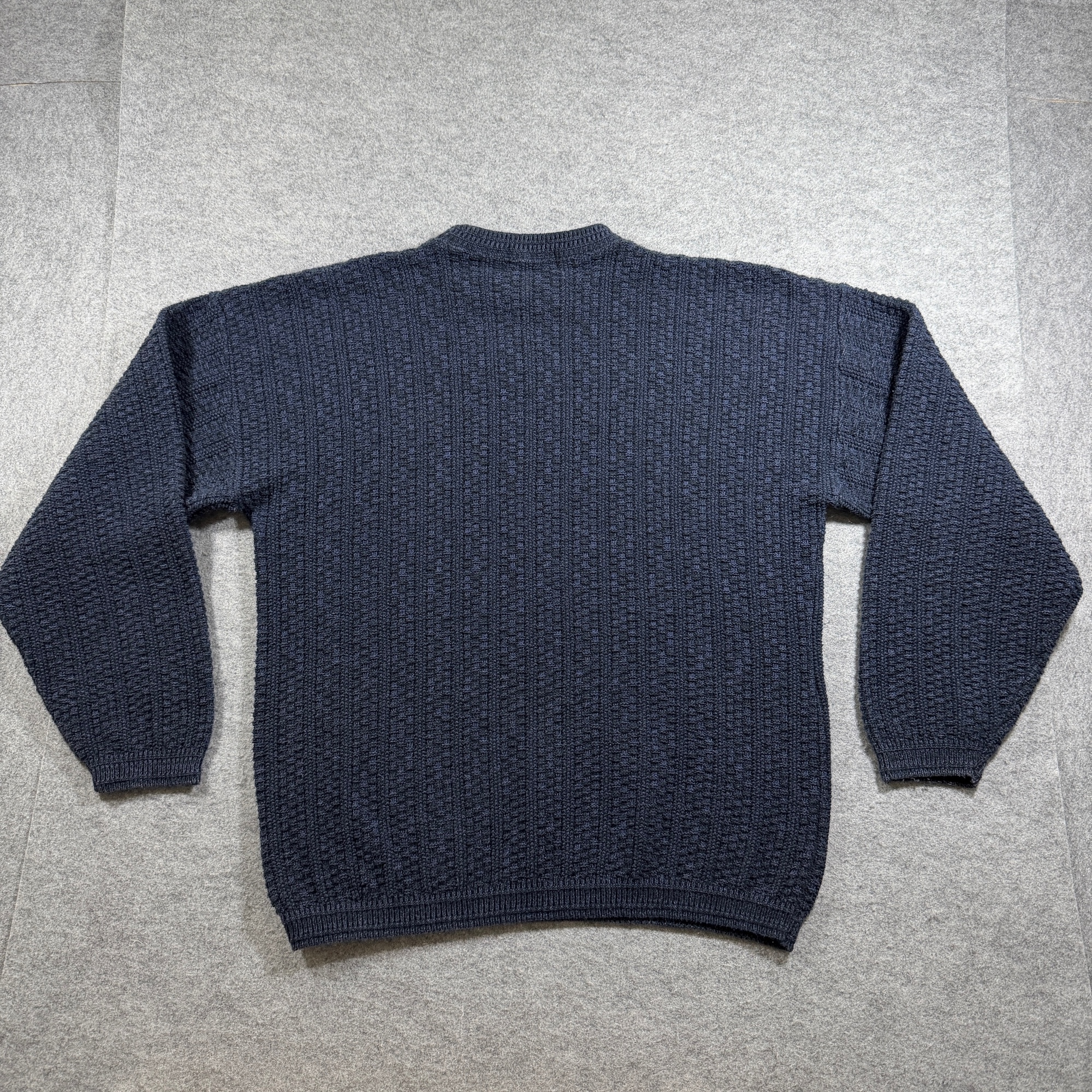 Vintage Bill Blass Textured Knit Sweater Mens XL Navy Crew Neck Cotton USA Made thumbnail 2