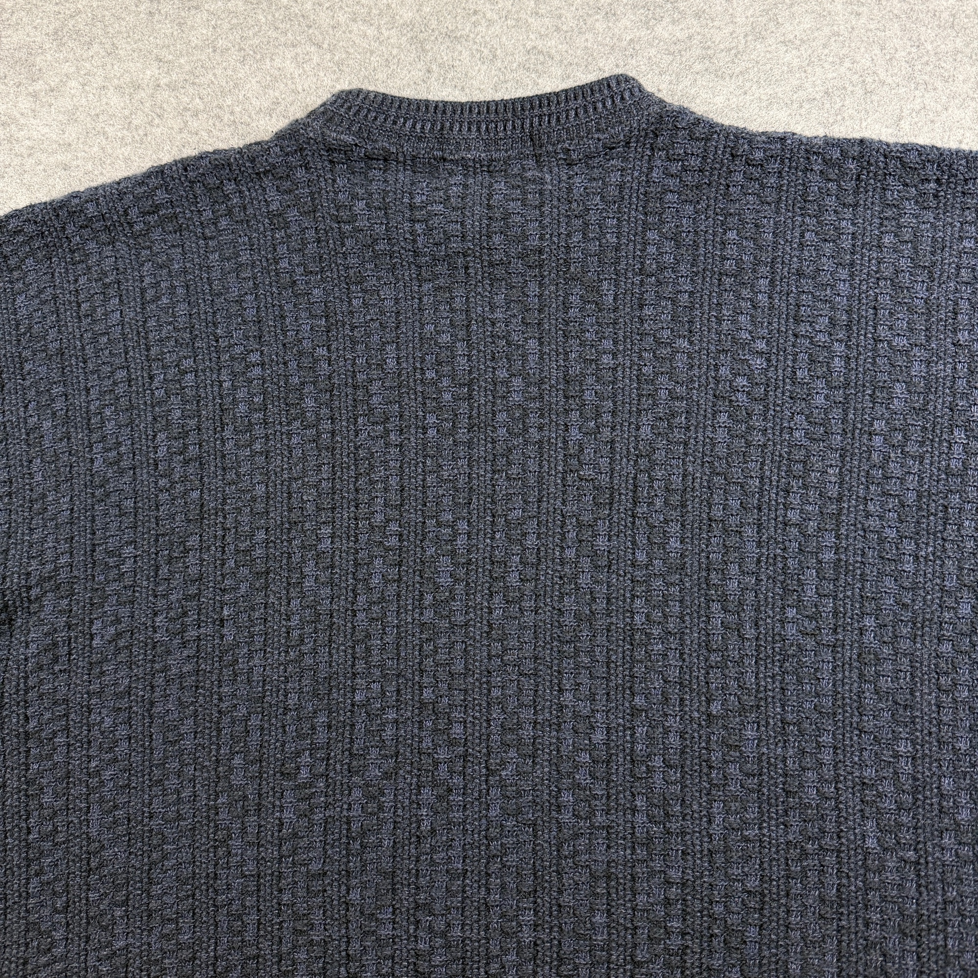 Vintage Bill Blass Textured Knit Sweater Mens XL Navy Crew Neck Cotton USA Made thumbnail 4