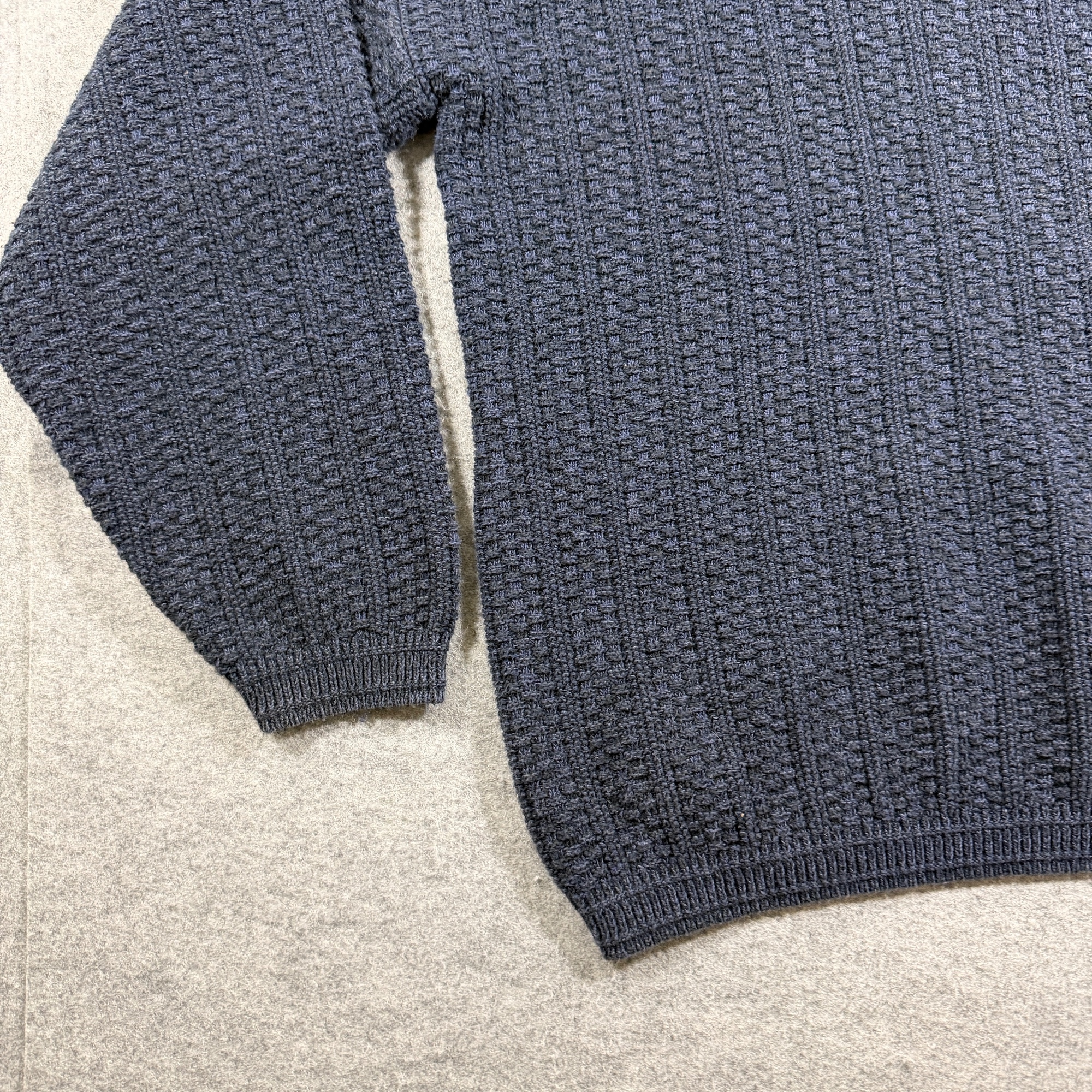 Vintage Bill Blass Textured Knit Sweater Mens XL Navy Crew Neck Cotton USA Made thumbnail 9