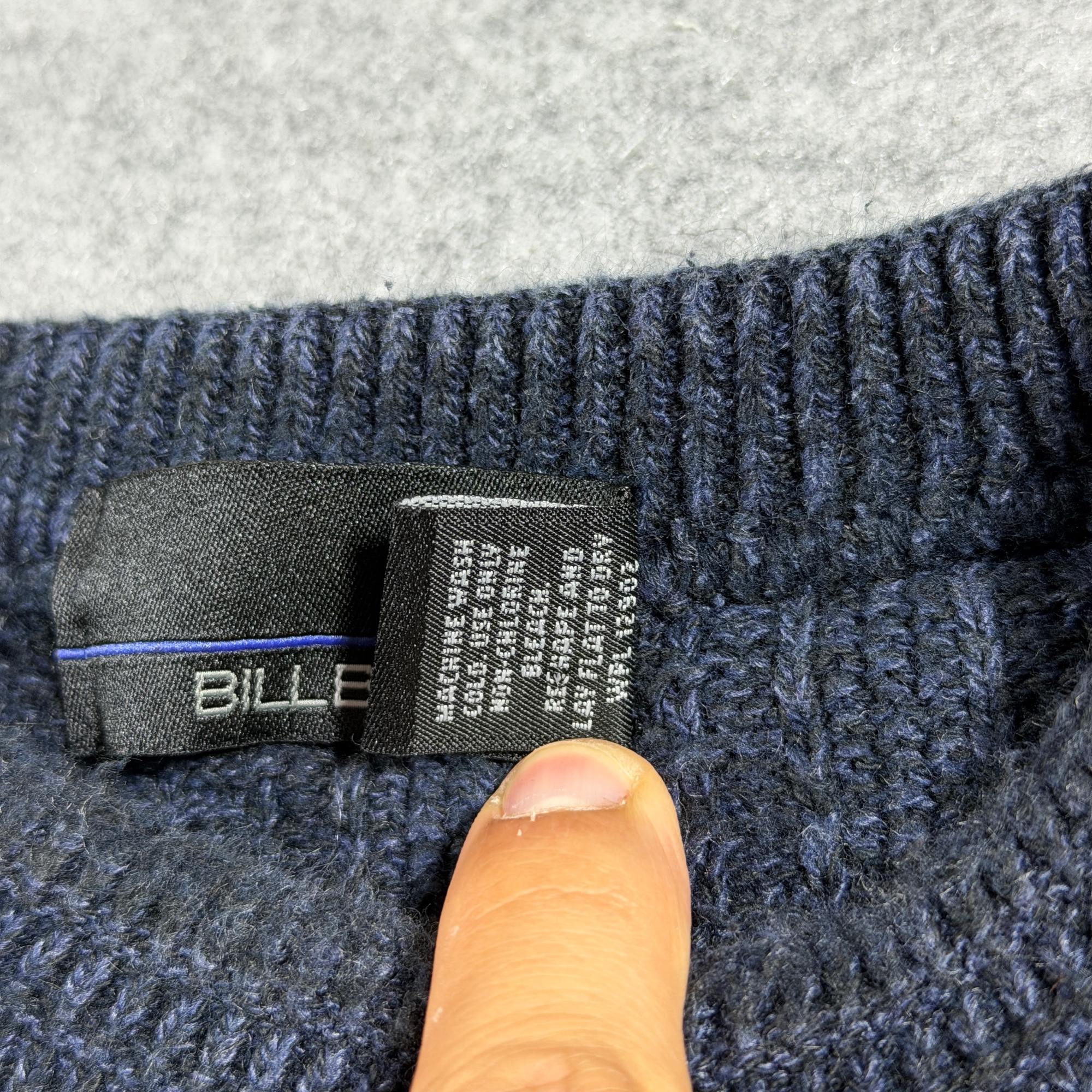 Vintage Bill Blass Textured Knit Sweater Mens XL Navy Crew Neck Cotton USA Made thumbnail 10