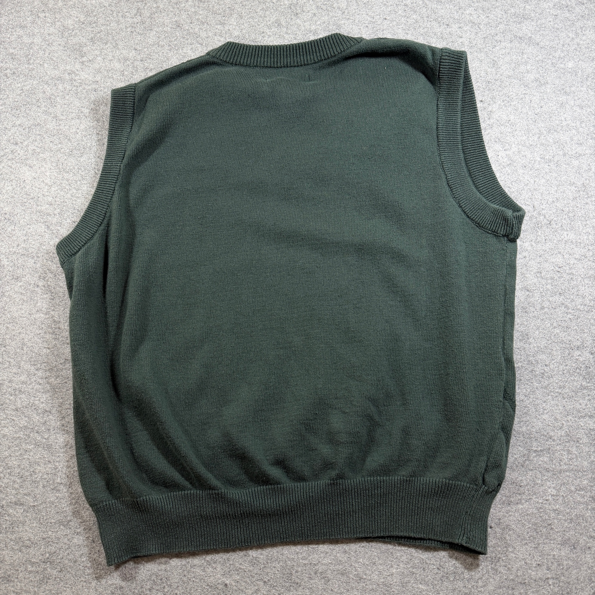 Vintage Grand Slam Golf Sweater Vest Mens L Dark Green Argyle V Neck Cotton Prep thumbnail 2