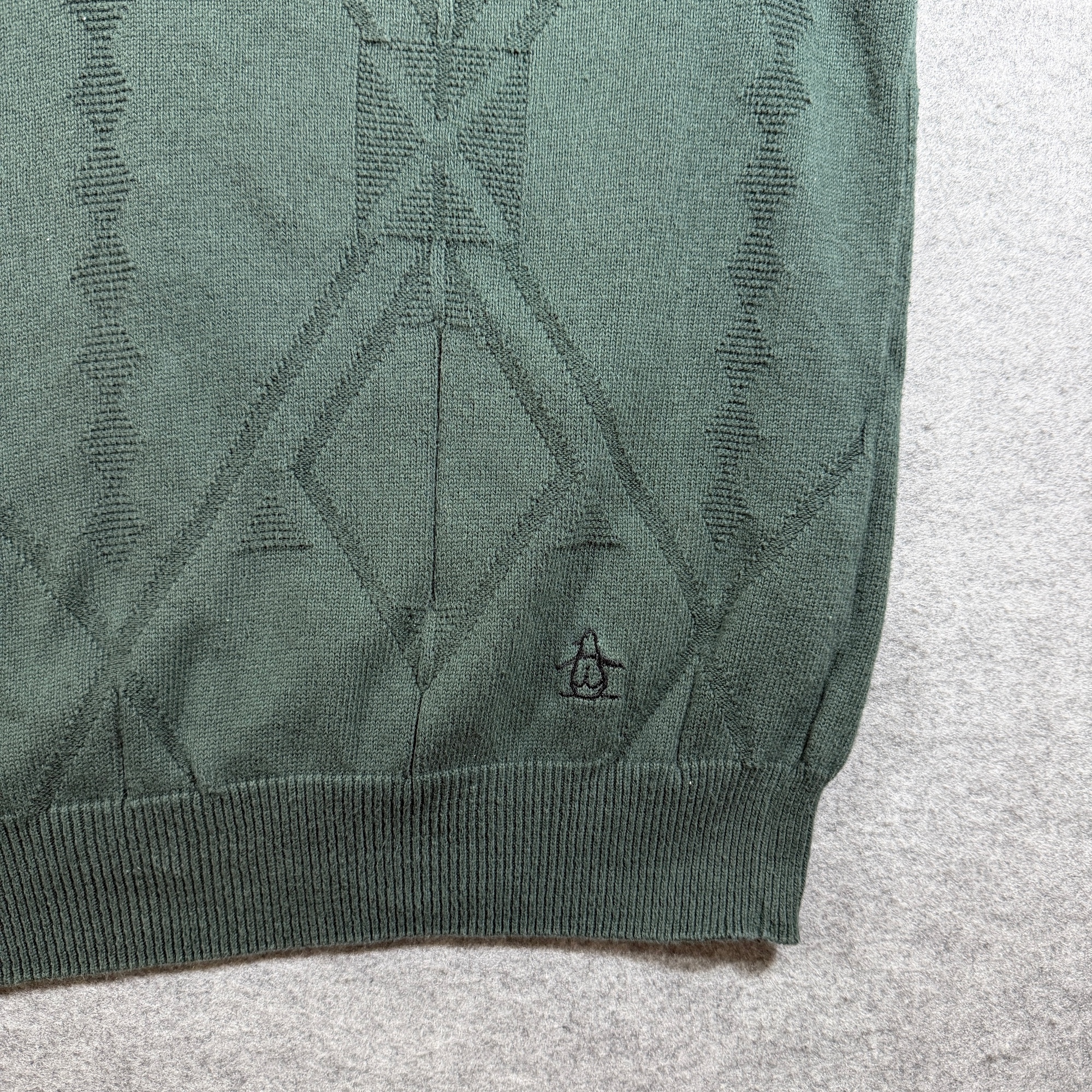 Vintage Grand Slam Golf Sweater Vest Mens L Dark Green Argyle V Neck Cotton Prep thumbnail 4