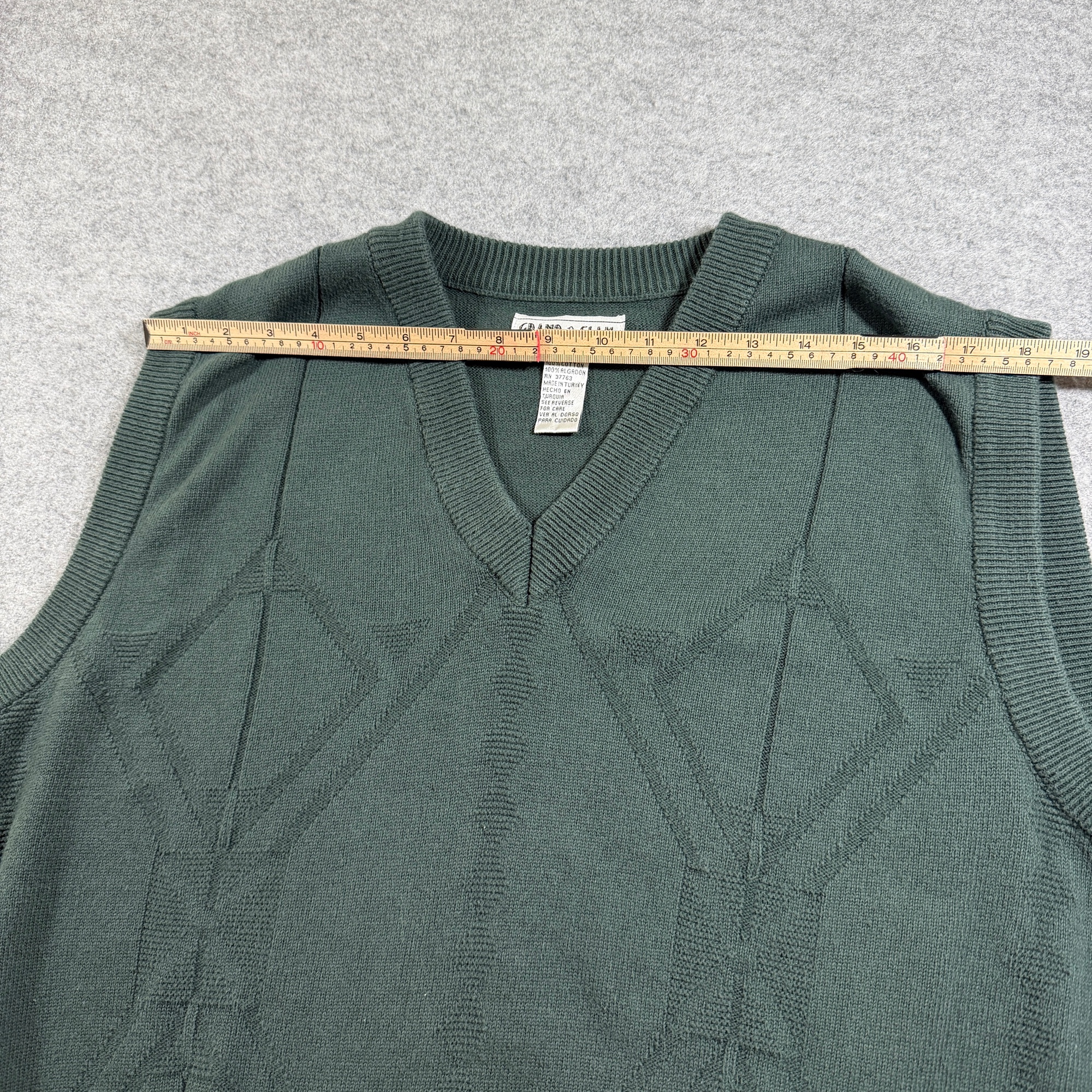Vintage Grand Slam Golf Sweater Vest Mens L Dark Green Argyle V Neck Cotton Prep thumbnail 8