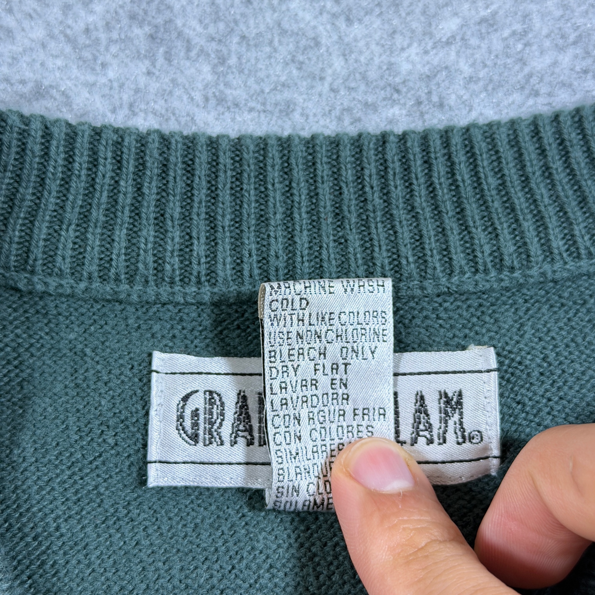 Vintage Grand Slam Golf Sweater Vest Mens L Dark Green Argyle V Neck Cotton Prep thumbnail 10