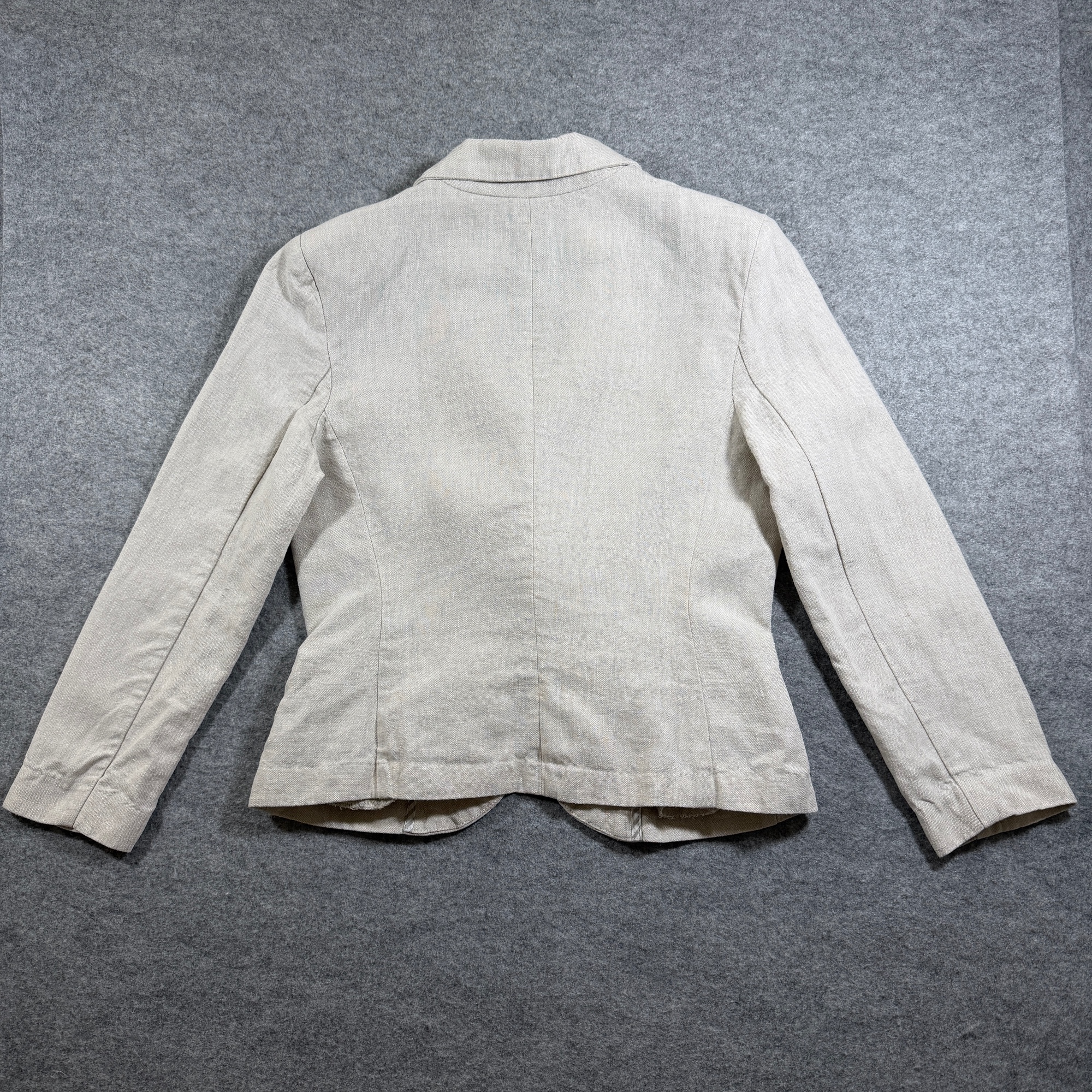 Olivia Moon Linen Blazer Womens S Beige Tan 100% Linen Notch Lapel Office Career thumbnail 2