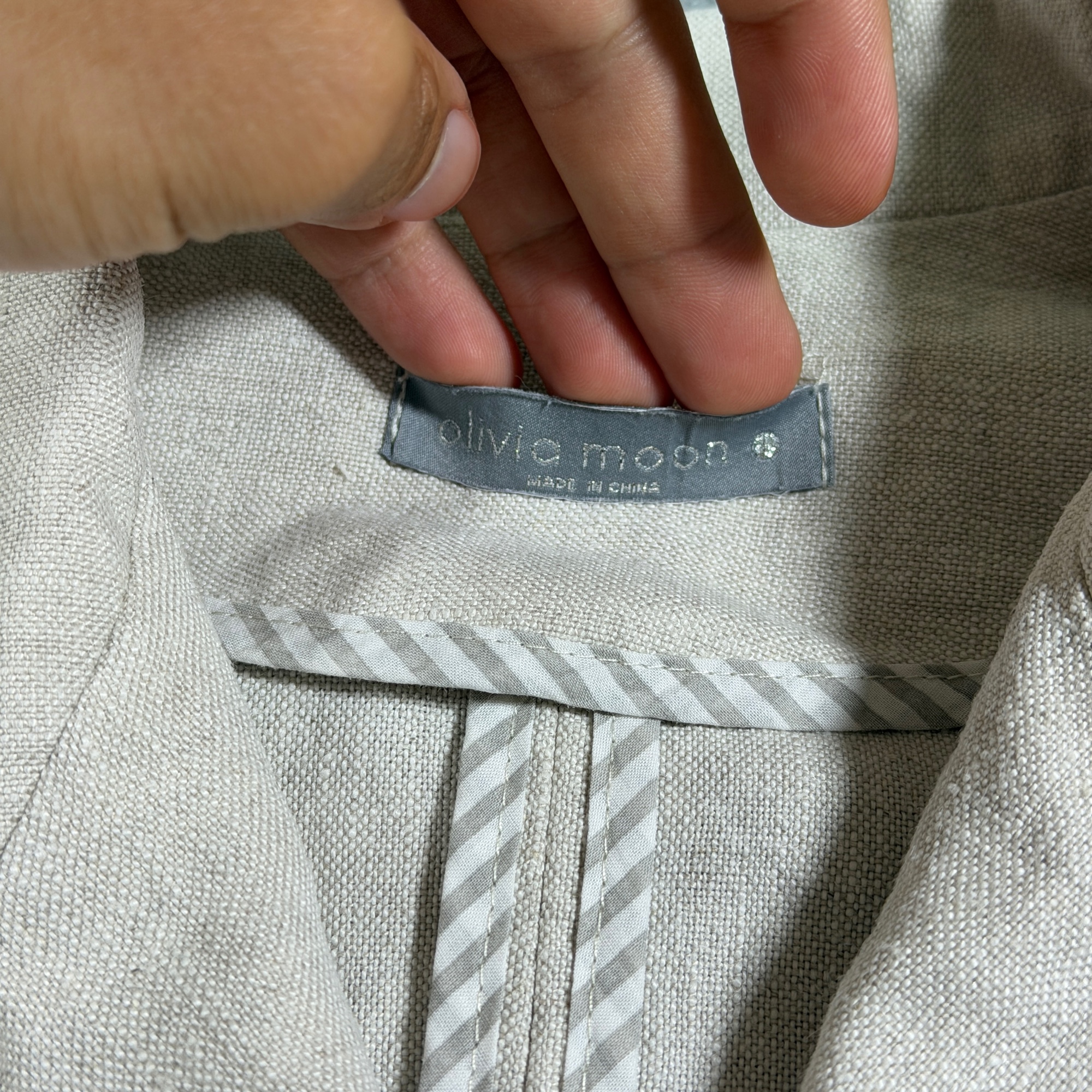 Olivia Moon Linen Blazer Womens S Beige Tan 100% Linen Notch Lapel Office Career thumbnail 4