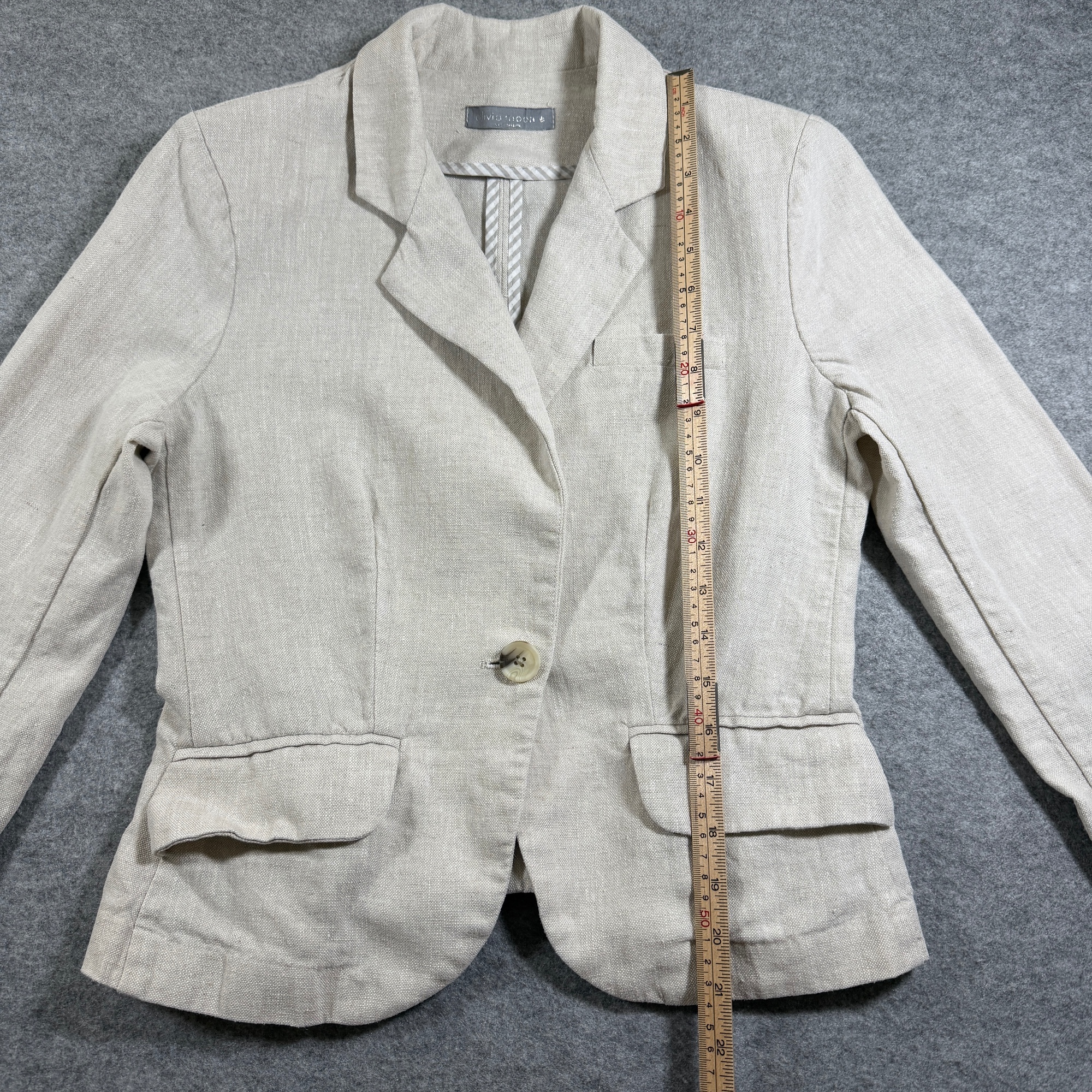 Olivia Moon Linen Blazer Womens S Beige Tan 100% Linen Notch Lapel Office Career thumbnail 6