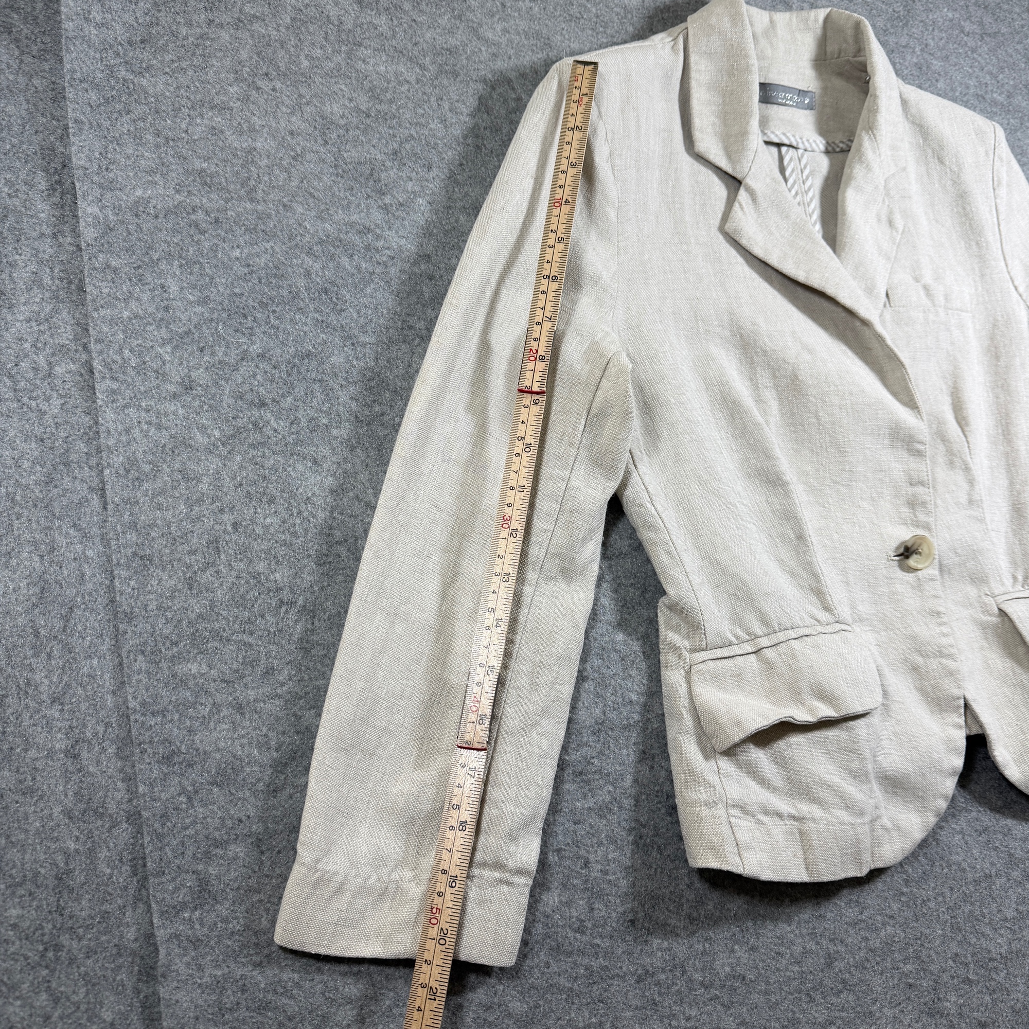 Olivia Moon Linen Blazer Womens S Beige Tan 100% Linen Notch Lapel Office Career thumbnail 7