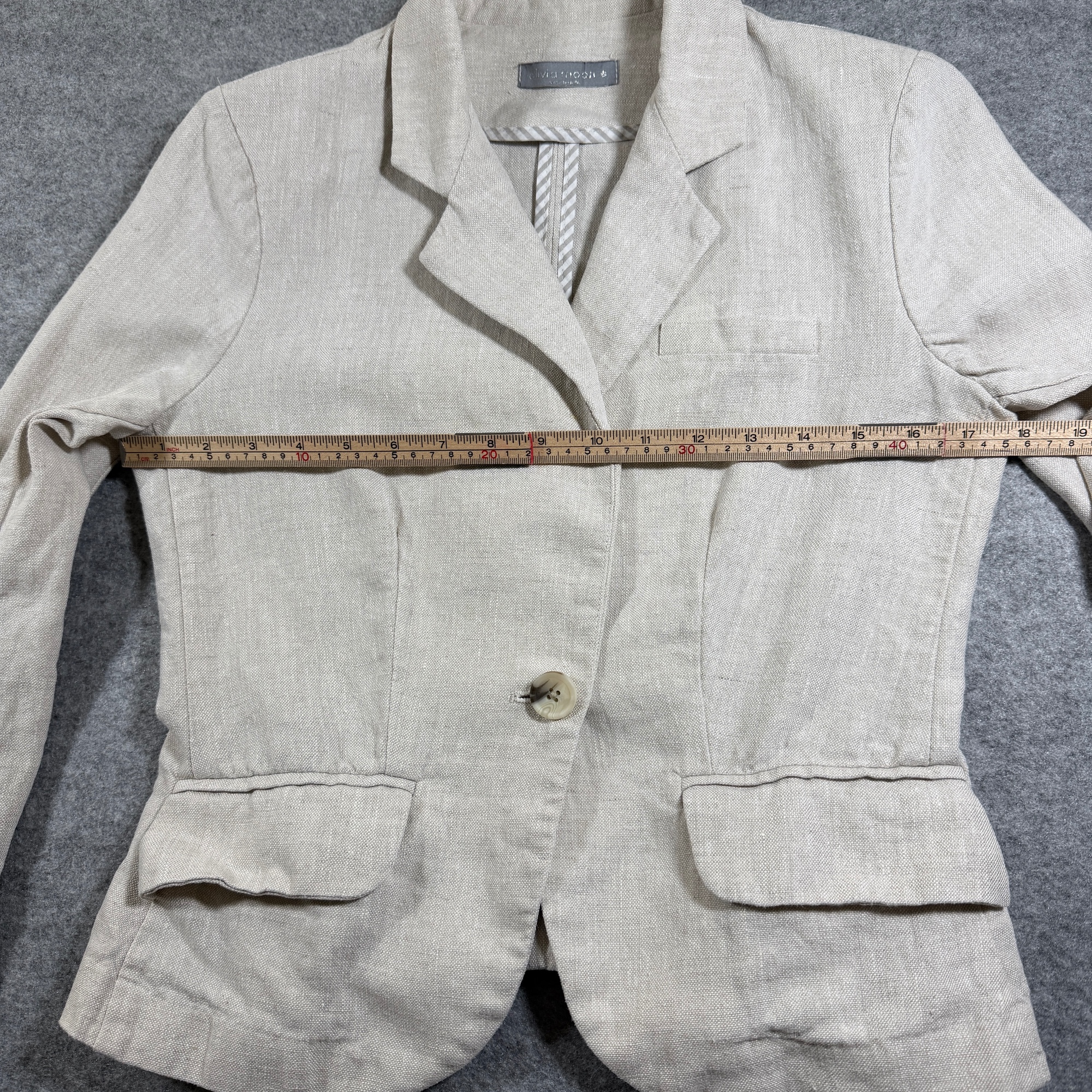 Olivia Moon Linen Blazer Womens S Beige Tan 100% Linen Notch Lapel Office Career thumbnail 8