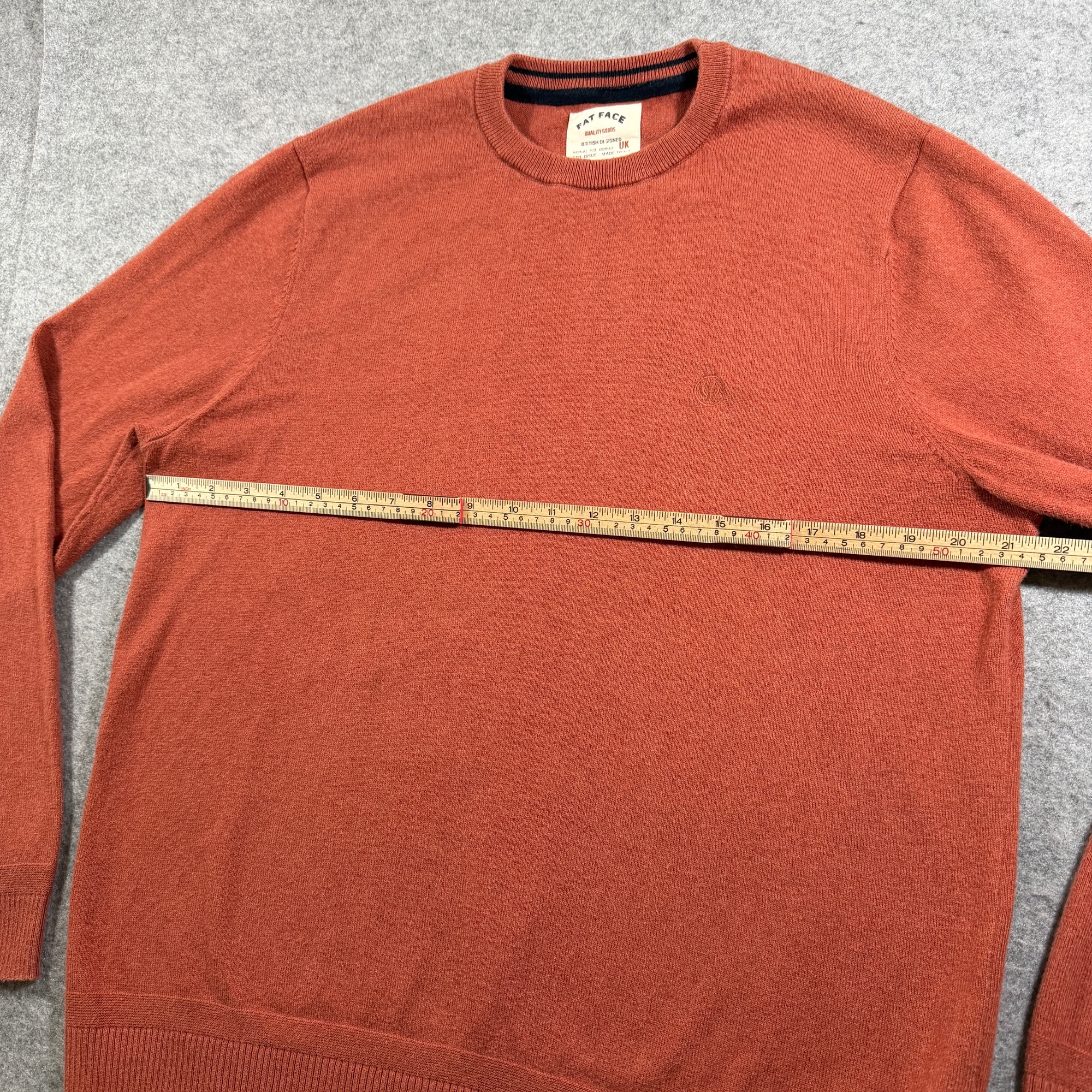 Fat Face Crewneck Sweater Mens L Rust Orange Cotton Wool Blend Embroidered Logo thumbnail 6