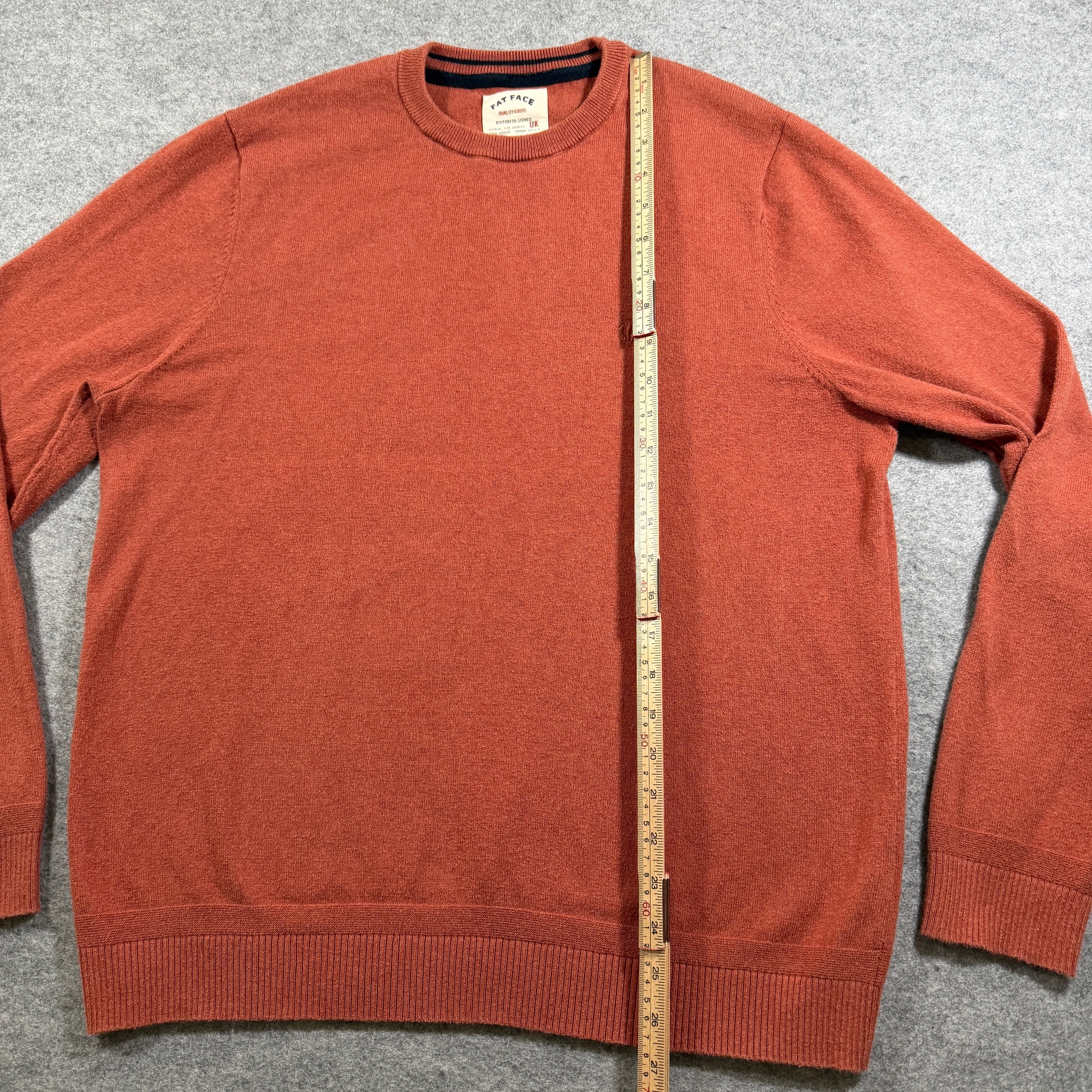 Fat Face Crewneck Sweater Mens L Rust Orange Cotton Wool Blend Embroidered Logo thumbnail 7