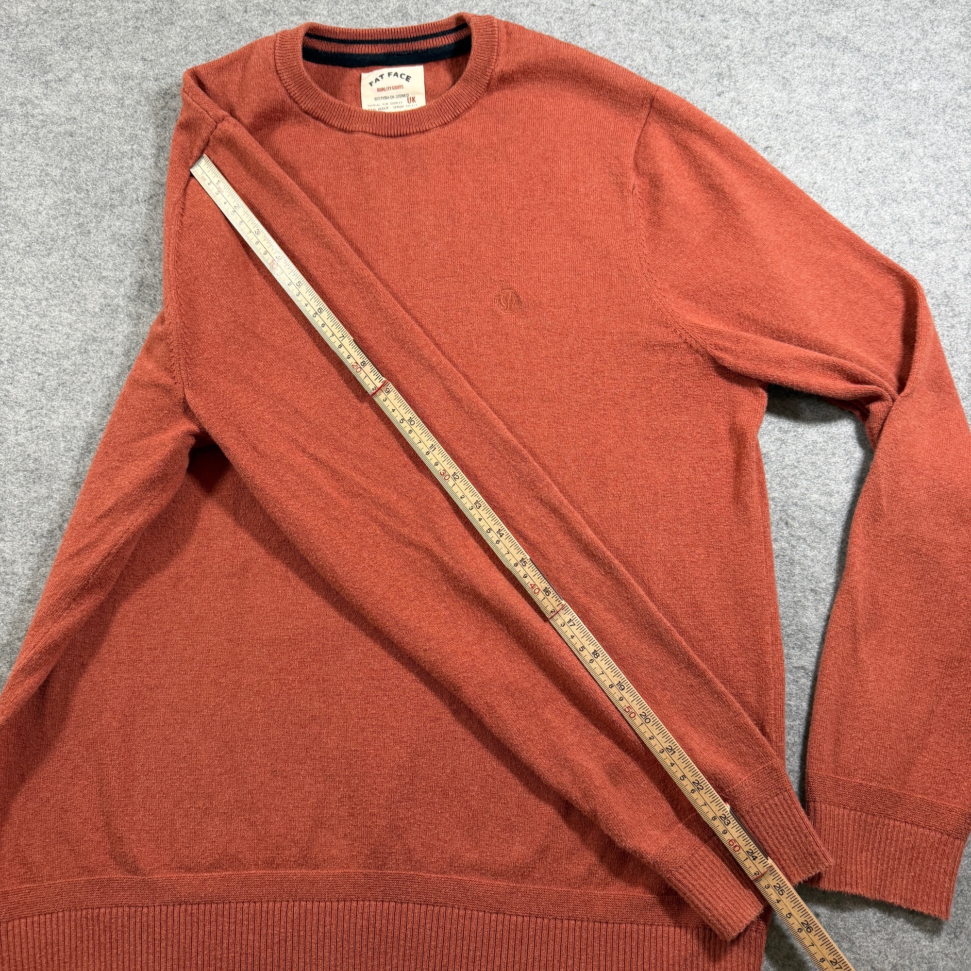 Fat Face Crewneck Sweater Mens L Rust Orange Cotton Wool Blend Embroidered Logo thumbnail 8