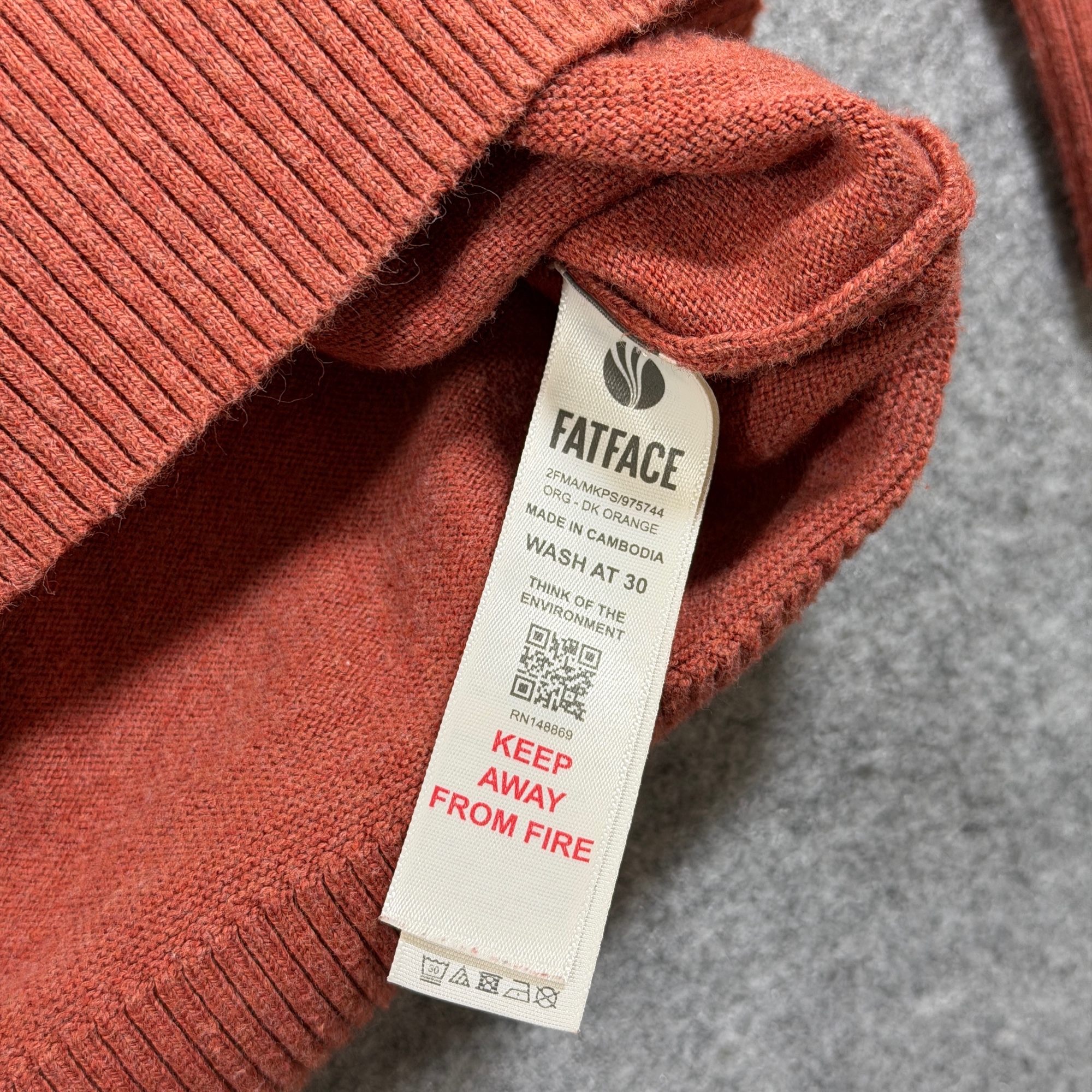 Fat Face Crewneck Sweater Mens L Rust Orange Cotton Wool Blend Embroidered Logo thumbnail 11
