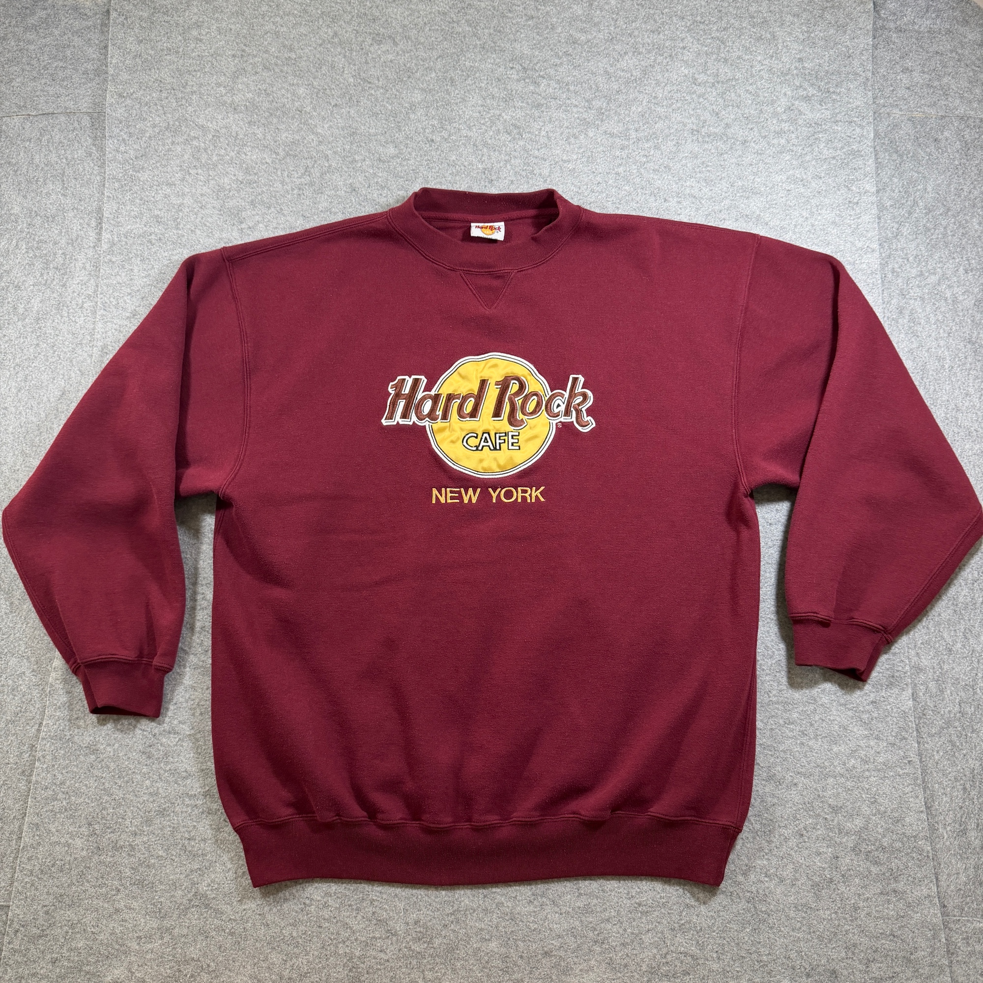 Vintage Hard Rock Cafe New York Sweatshirt Mens XL Maroon Embroidered Logo