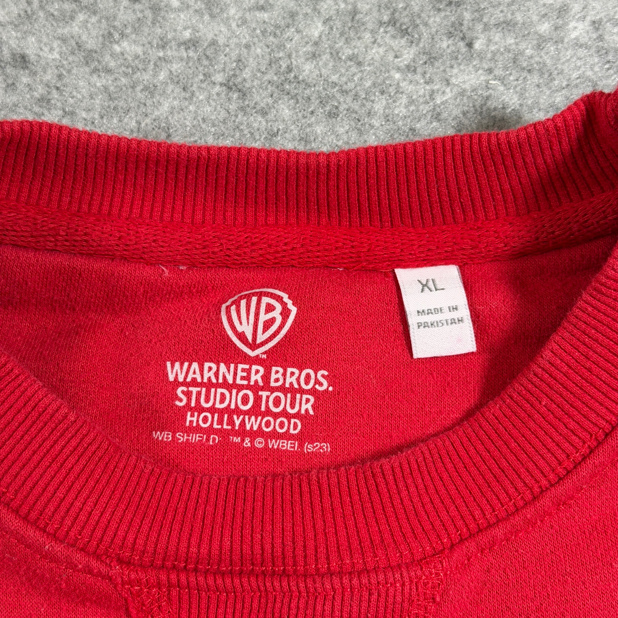 Warner Bros Studio Tour Sweatshirt Mens XL Red Hollywood Crewneck Embroidered thumbnail 4