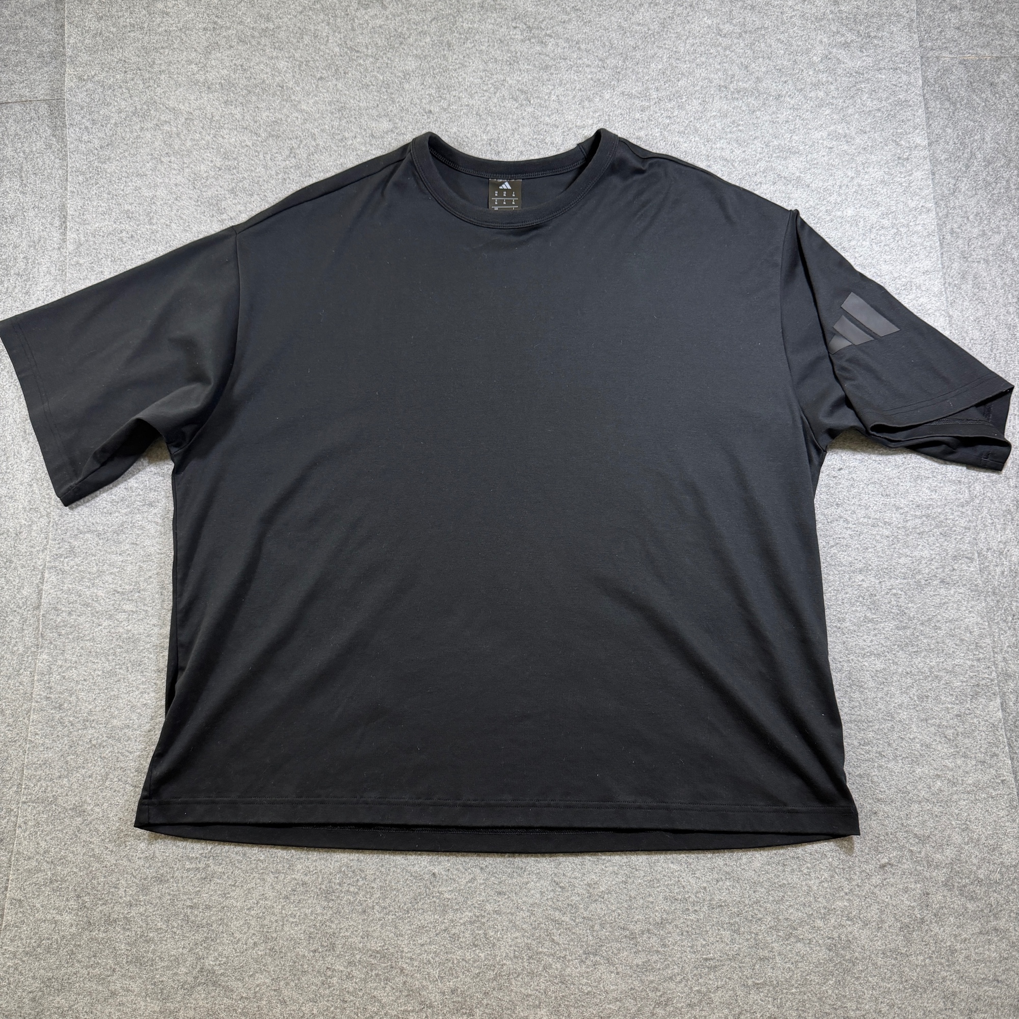 Adidas Oversized T Shirt Mens XL Black Three Stripe Logo Cotton Crewneck Boxy