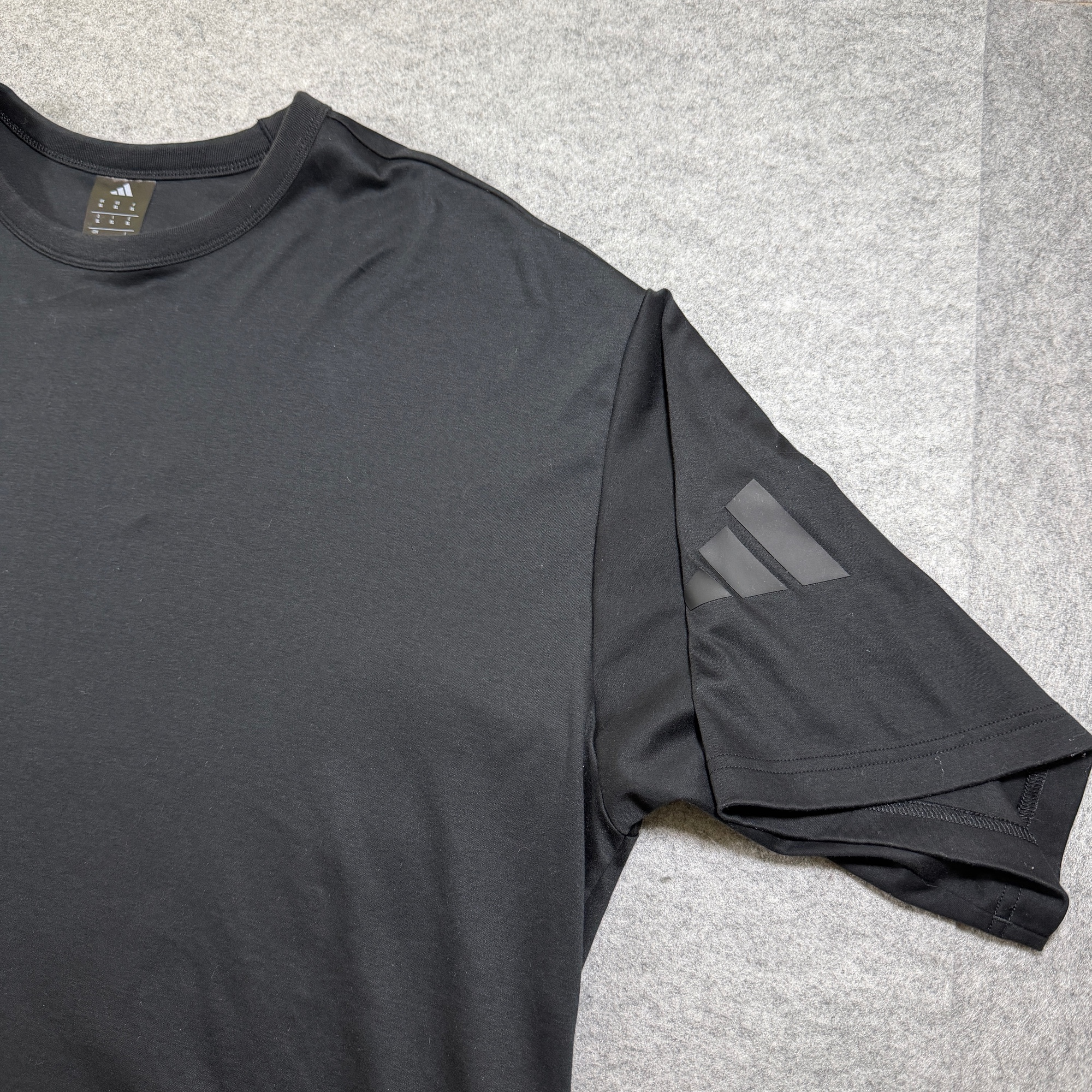 Adidas Oversized T Shirt Mens XL Black Three Stripe Logo Cotton Crewneck Boxy thumbnail 2