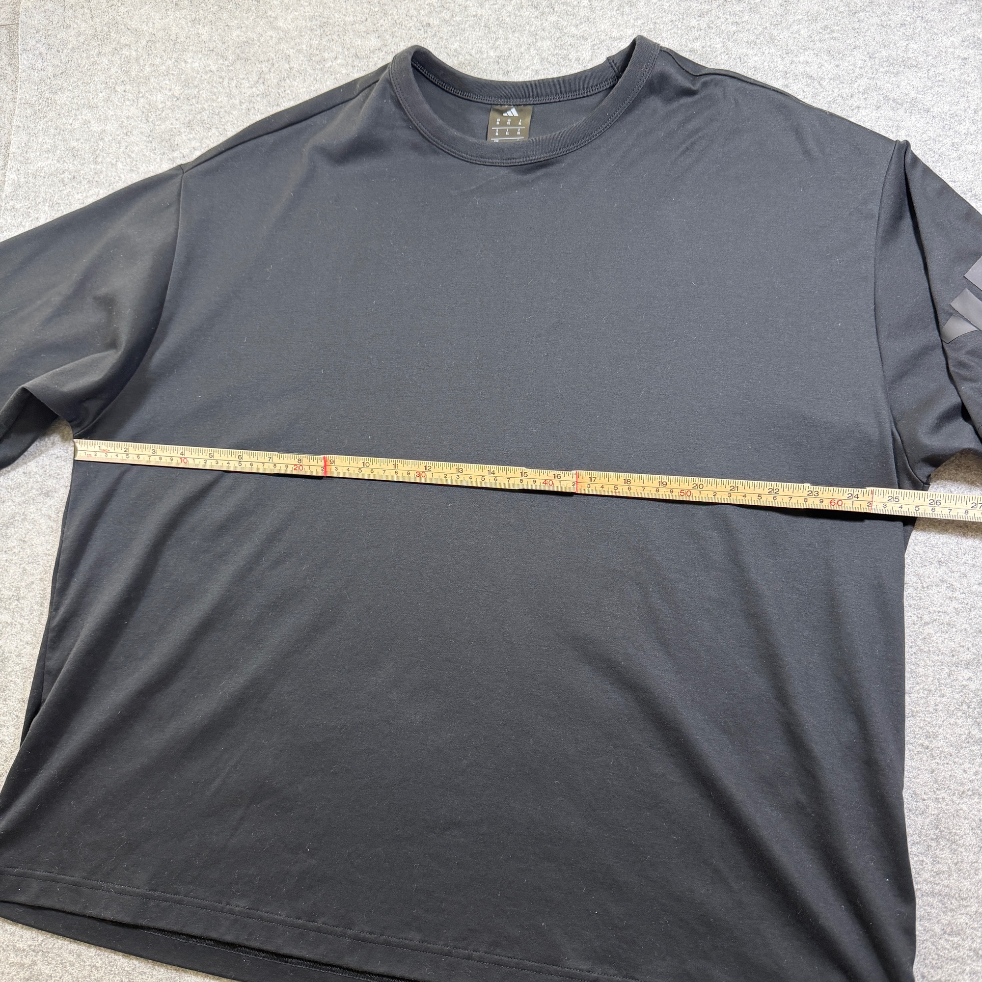 Adidas Oversized T Shirt Mens XL Black Three Stripe Logo Cotton Crewneck Boxy thumbnail 6