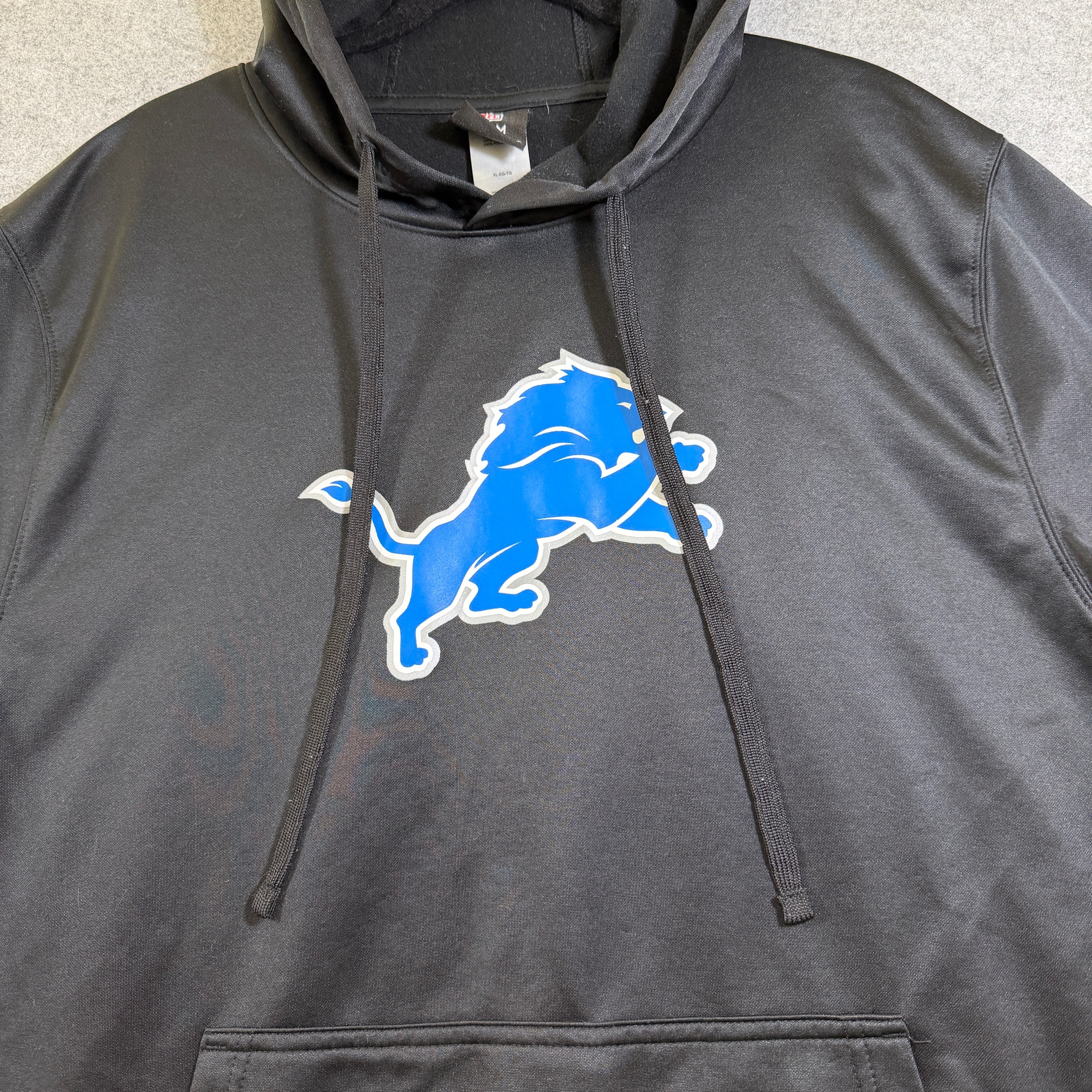 NFL Team Apparel Detroit Lions Football Hoodie Mens XL Black Pullover Fleece thumbnail 3