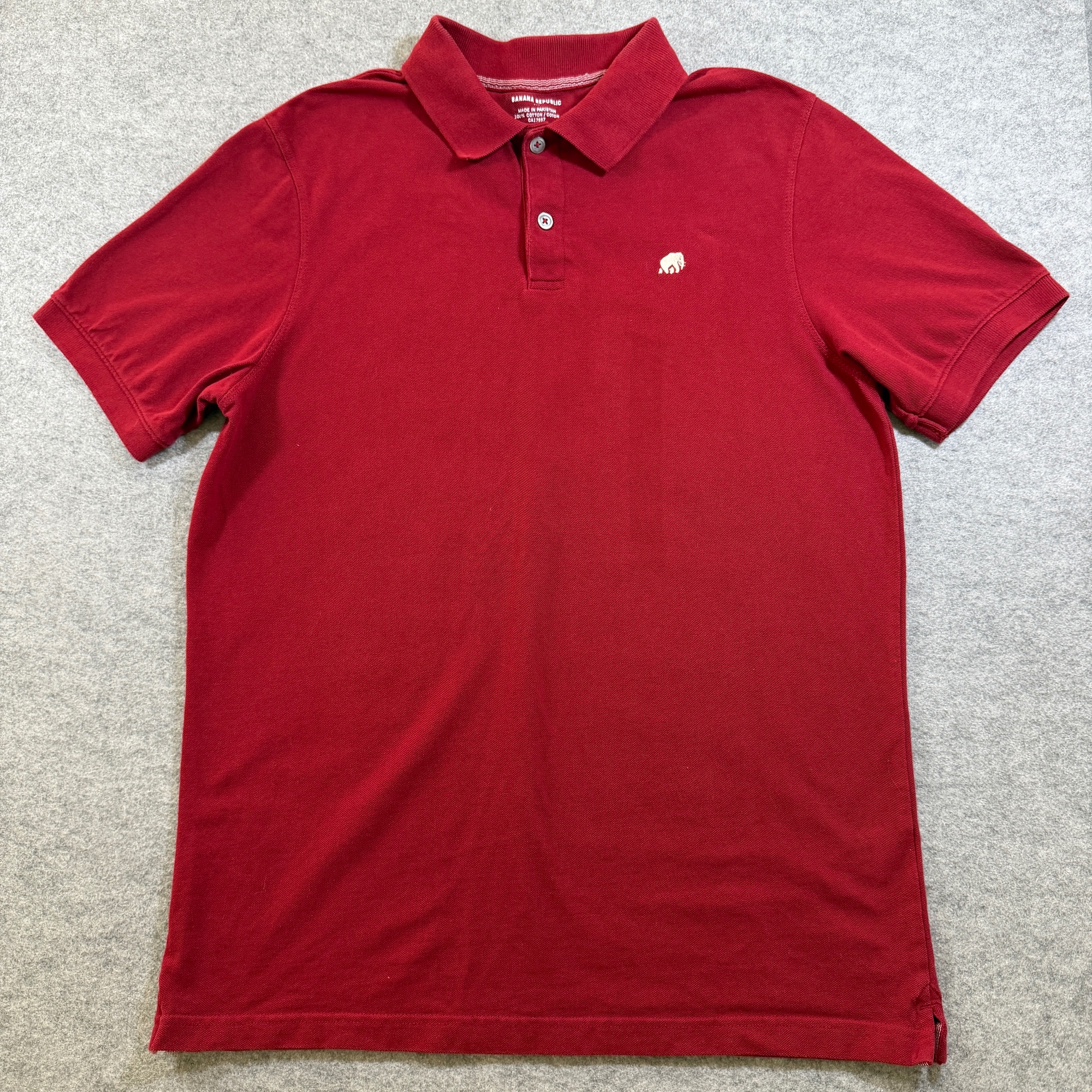 Banana Republic Pique Polo Shirt Mens L Red Cotton Elephant Logo Preppy Golf