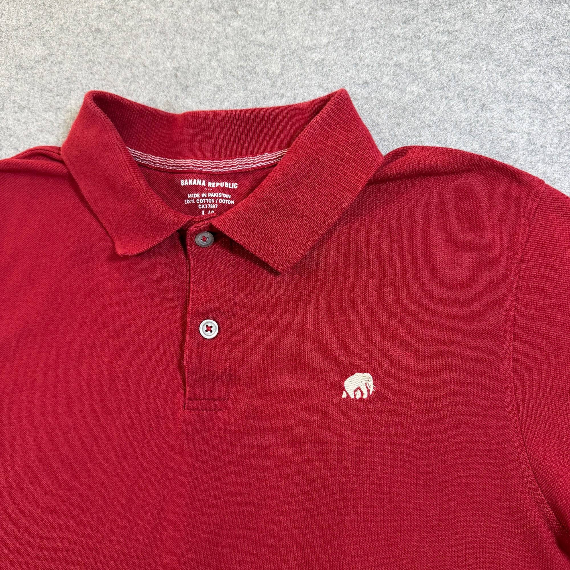 Banana Republic Pique Polo Shirt Mens L Red Cotton Elephant Logo Preppy Golf thumbnail 3